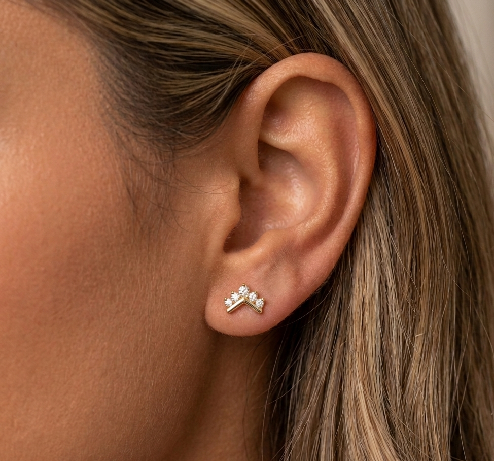 Gold Arrow & Stone Studs