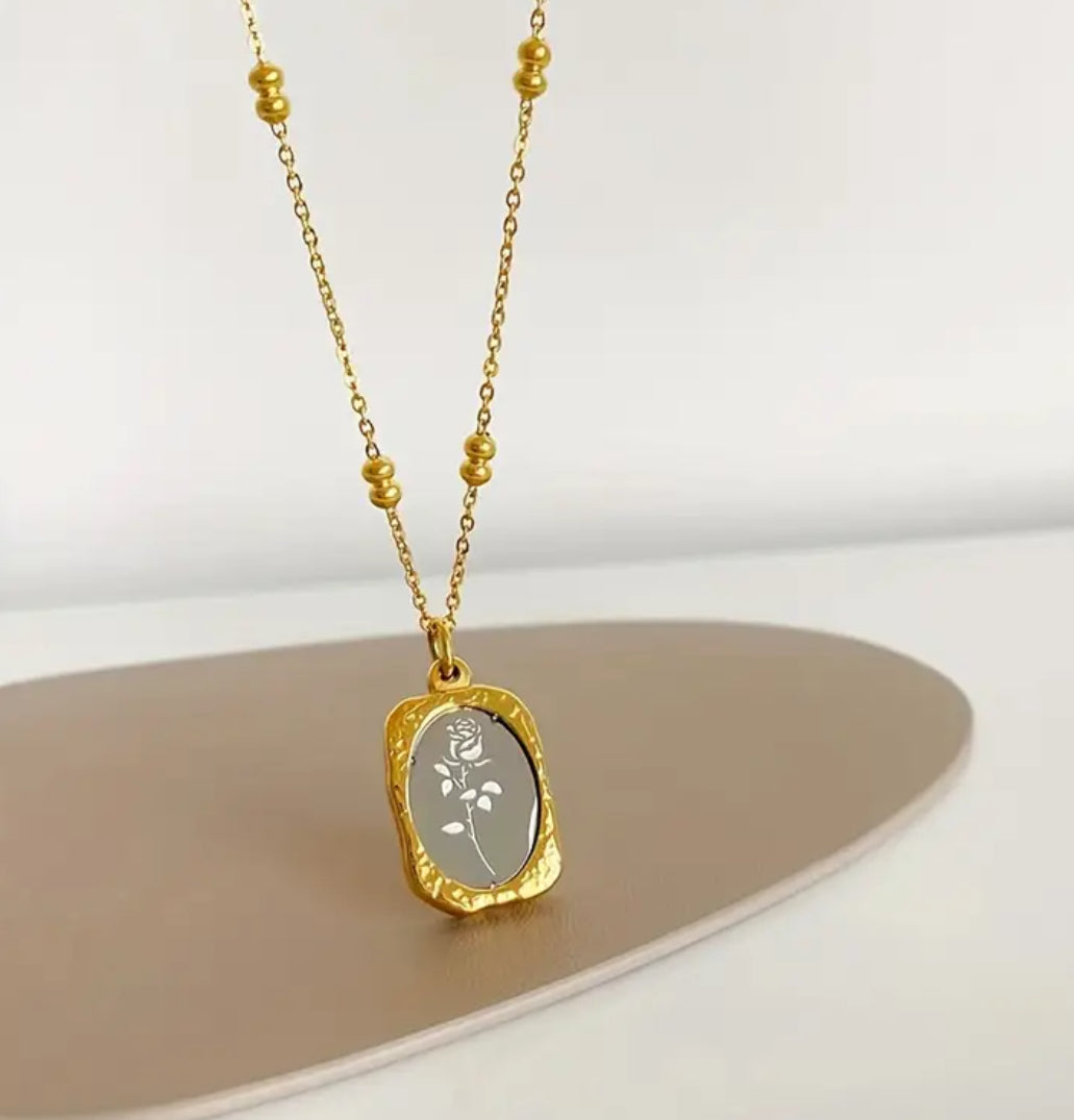 Engraved Flower Necklace