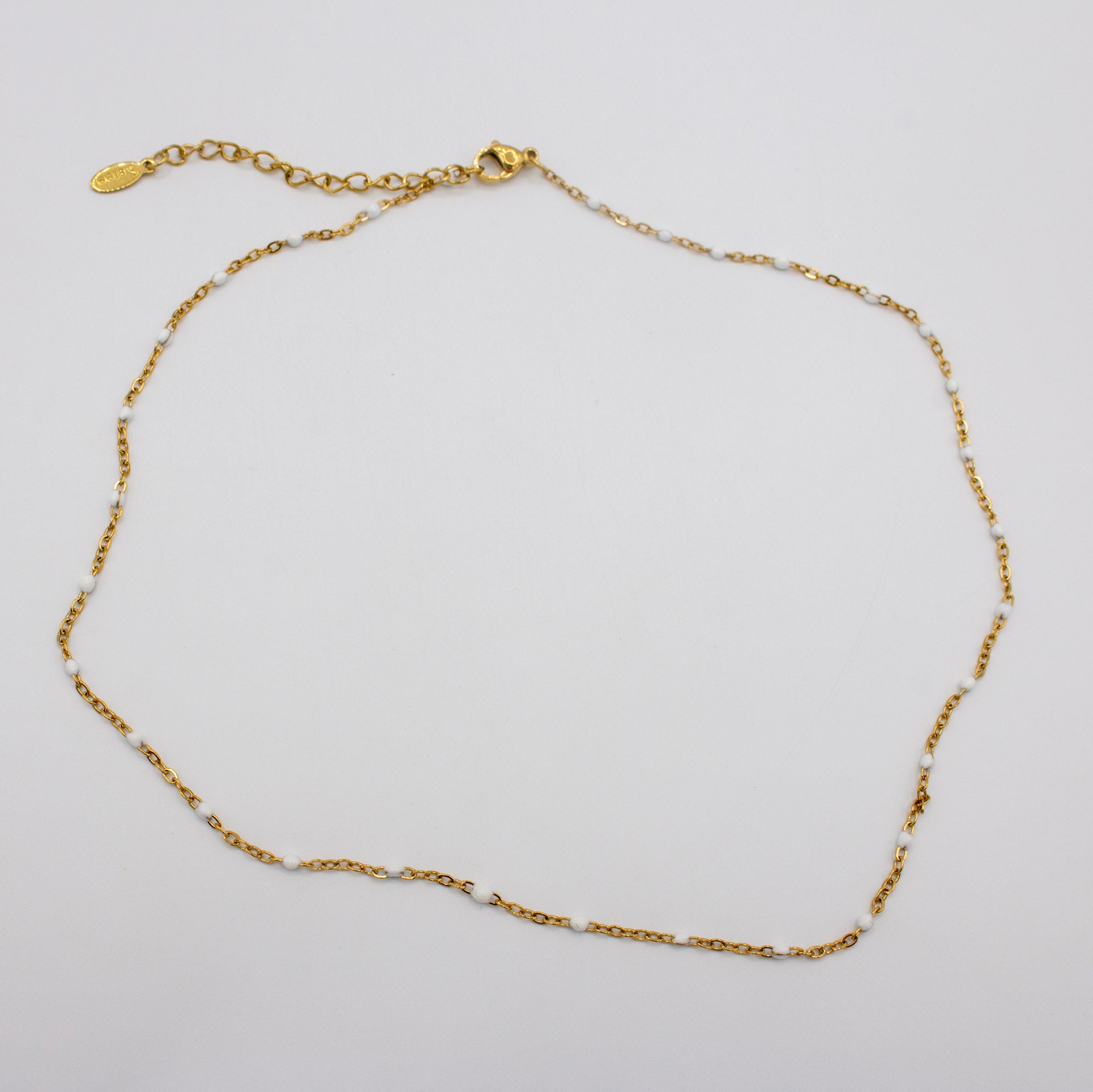 White Bead Gold Necklace