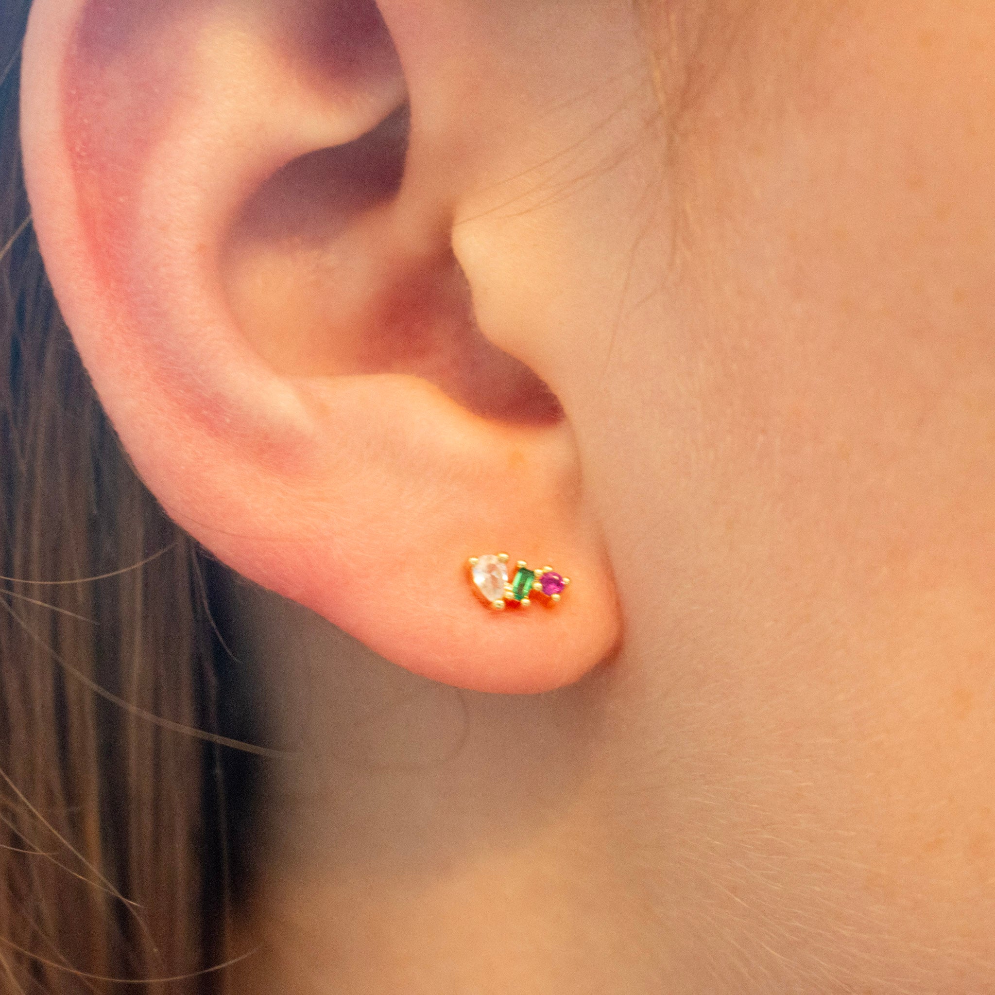 Baguette CZ Cluster Stud - Color
