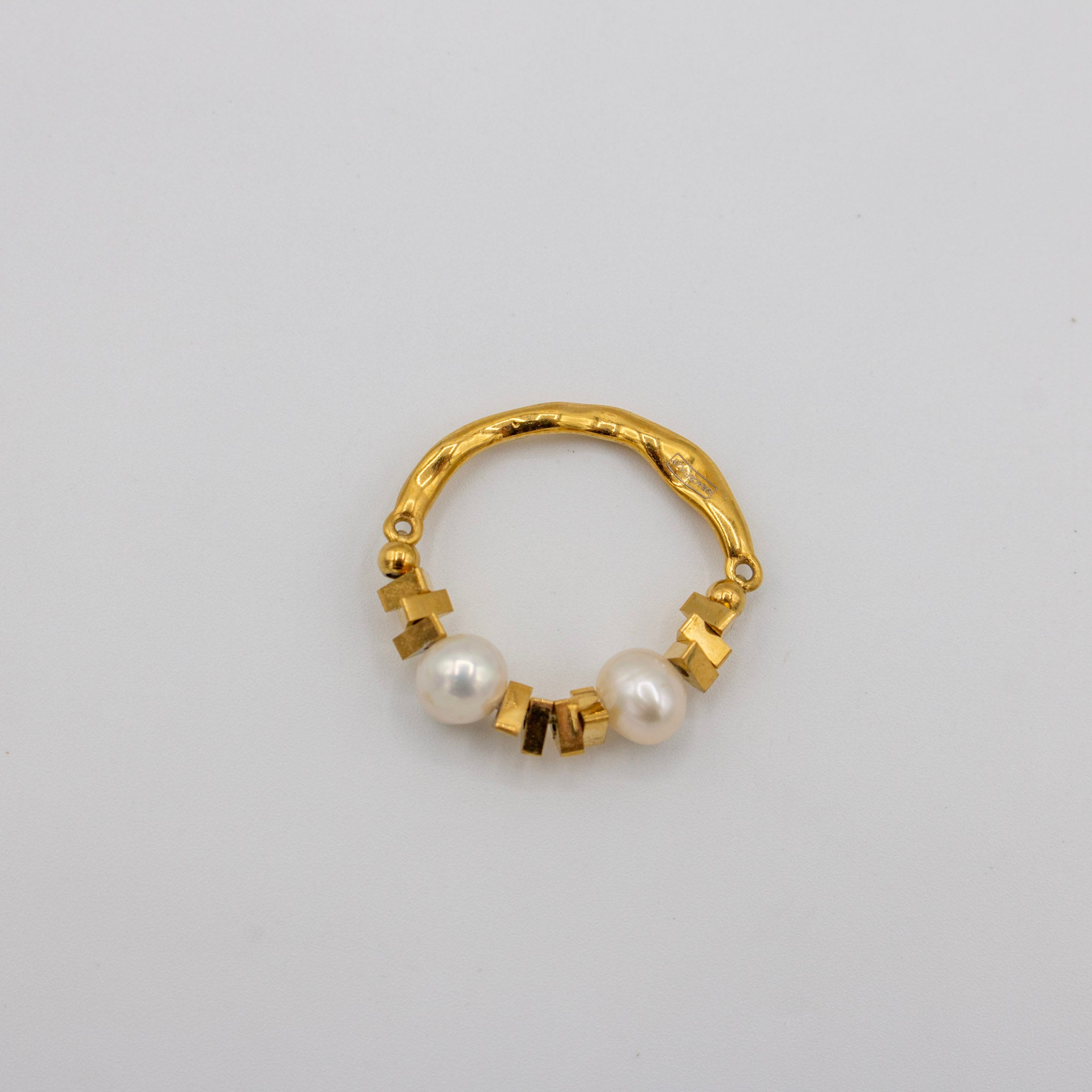 Adjustable Pearl Cubic Ring