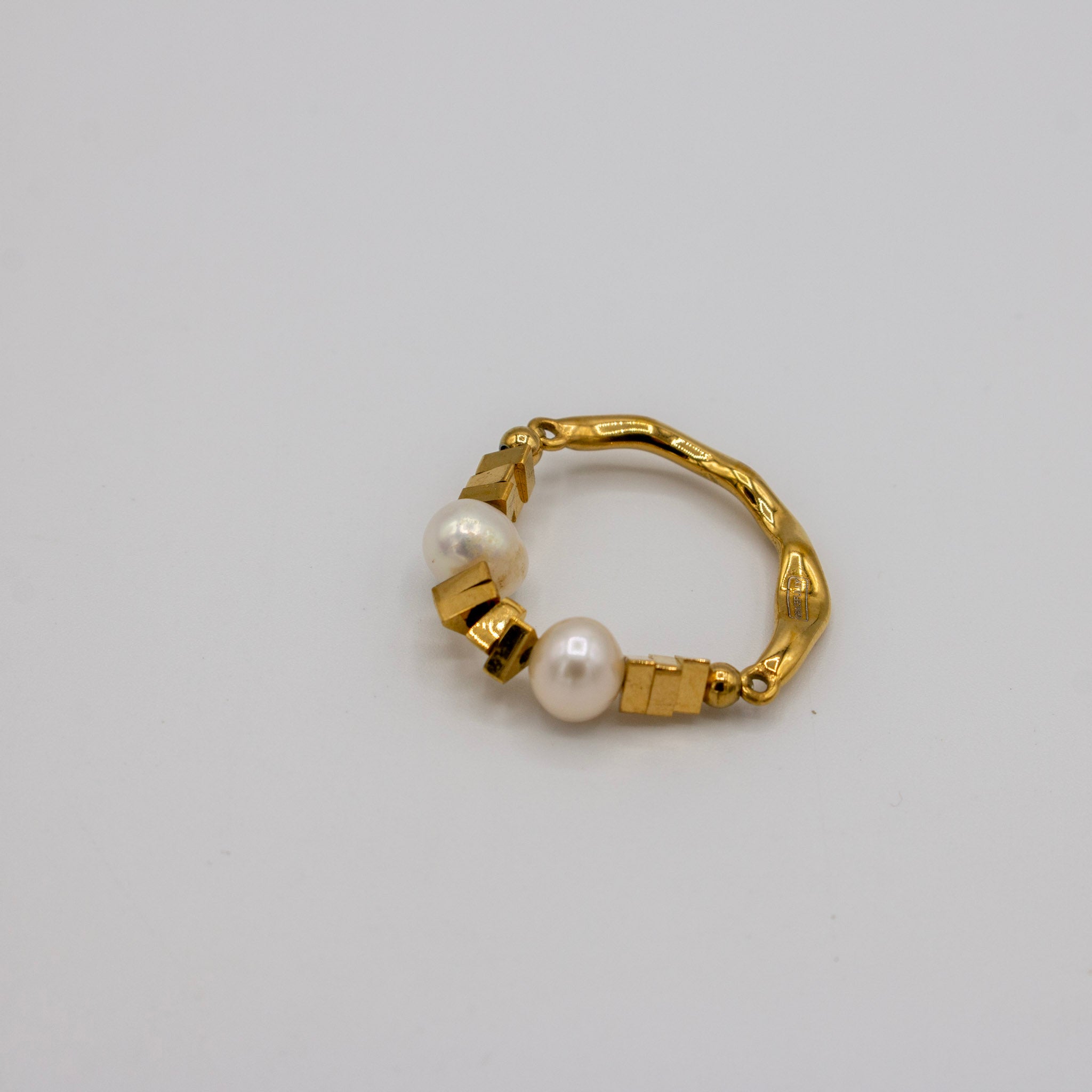 Adjustable Pearl Cubic Ring