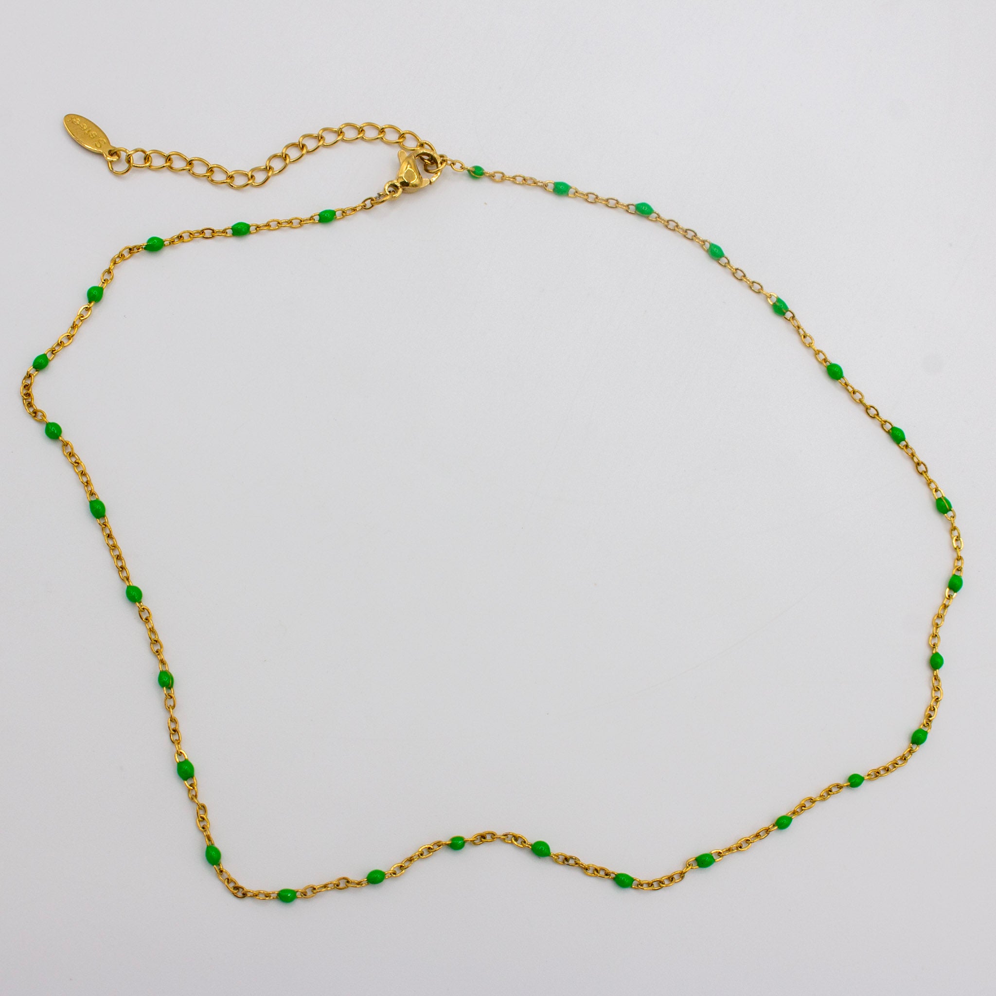 Green Bead Gold Necklace