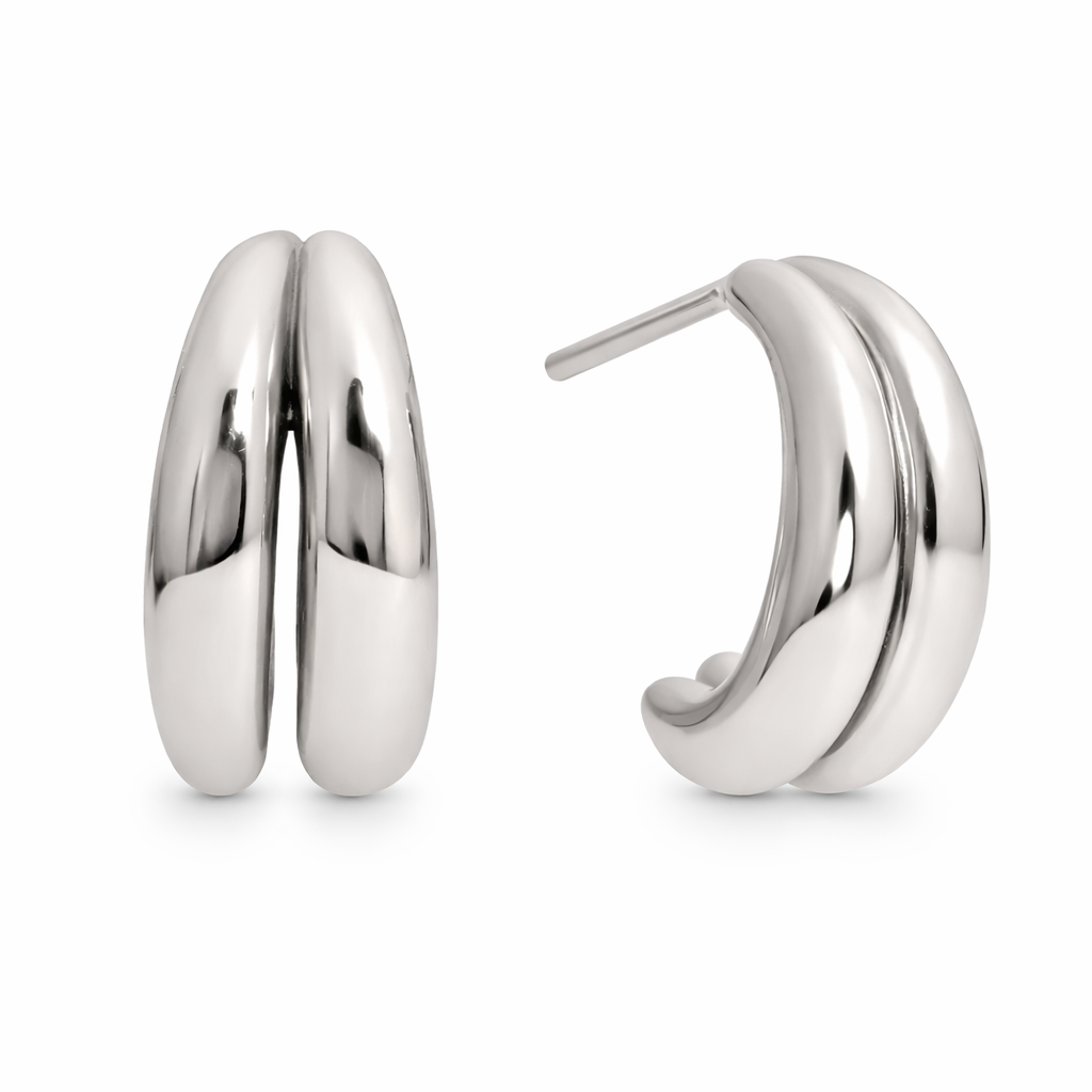 Double Small Hoops- Silver