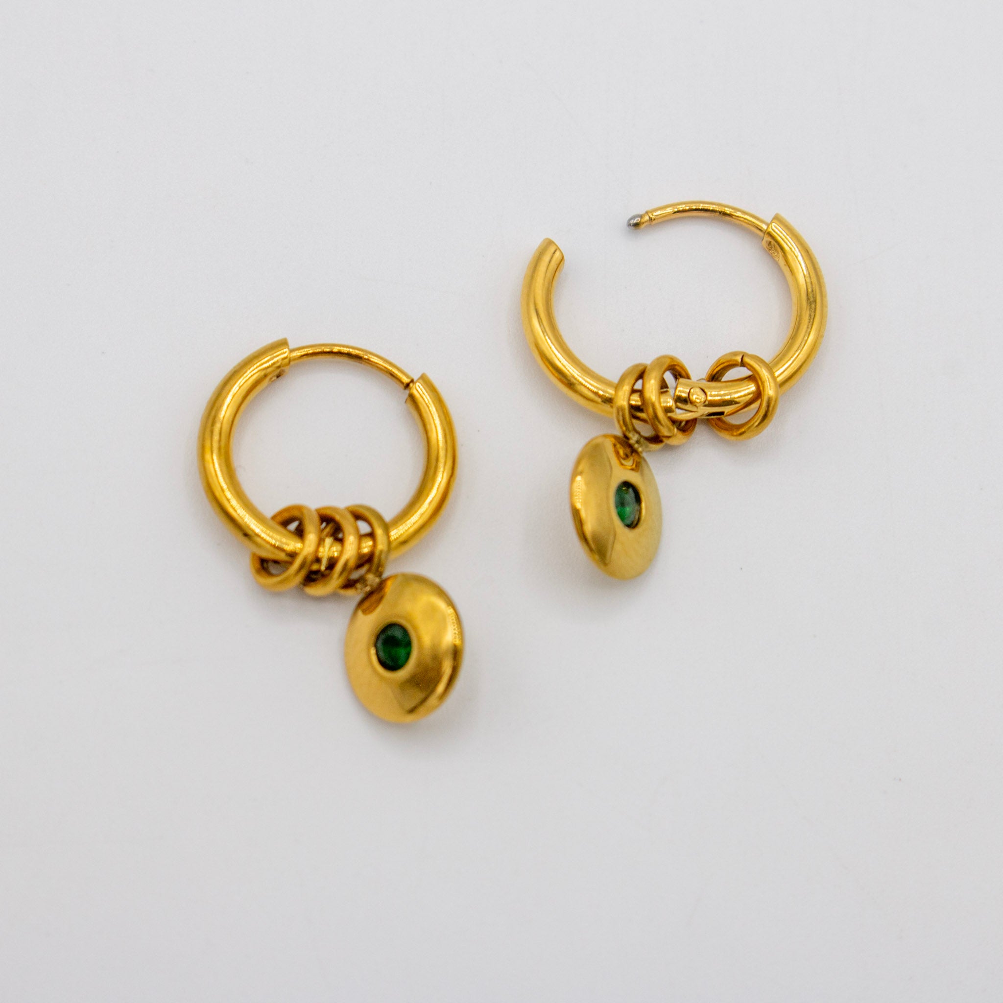 Emerald and Gold Circle Dangle