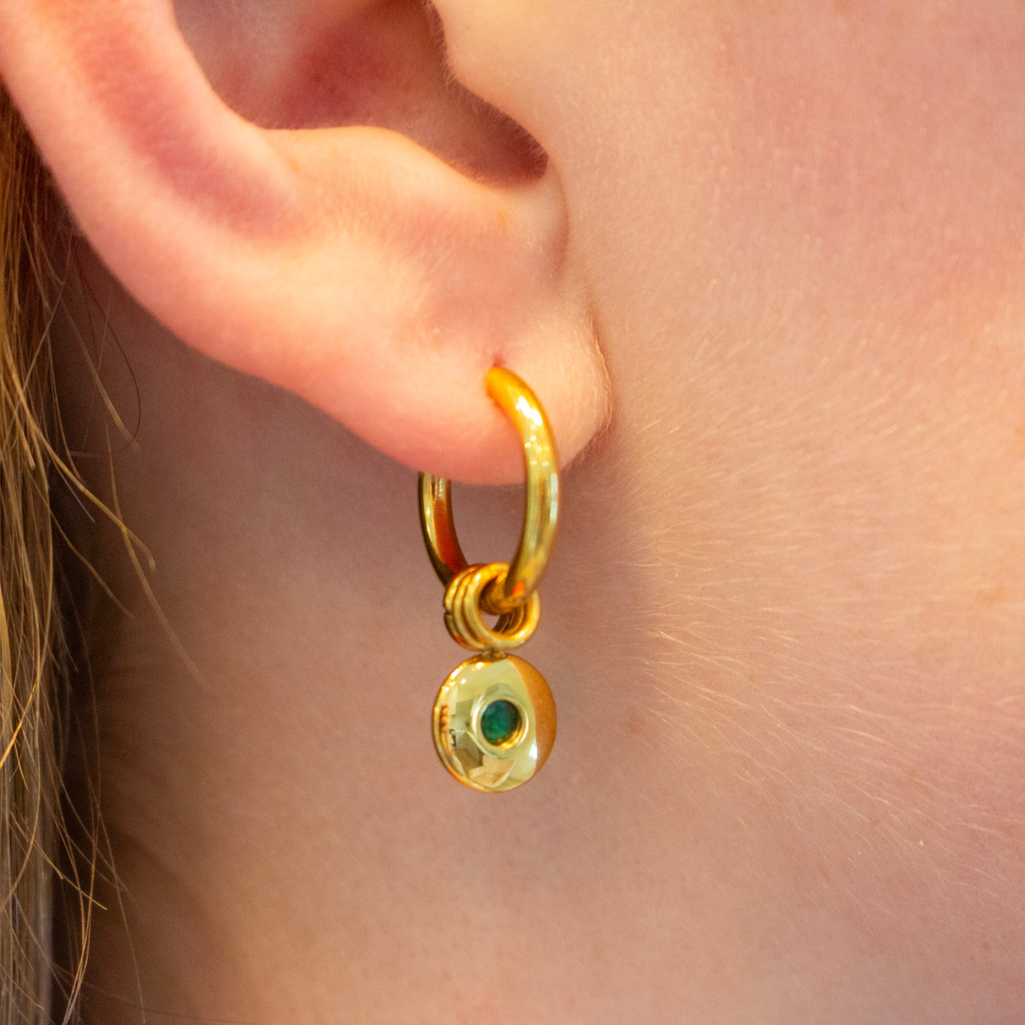 Emerald and Gold Circle Dangle