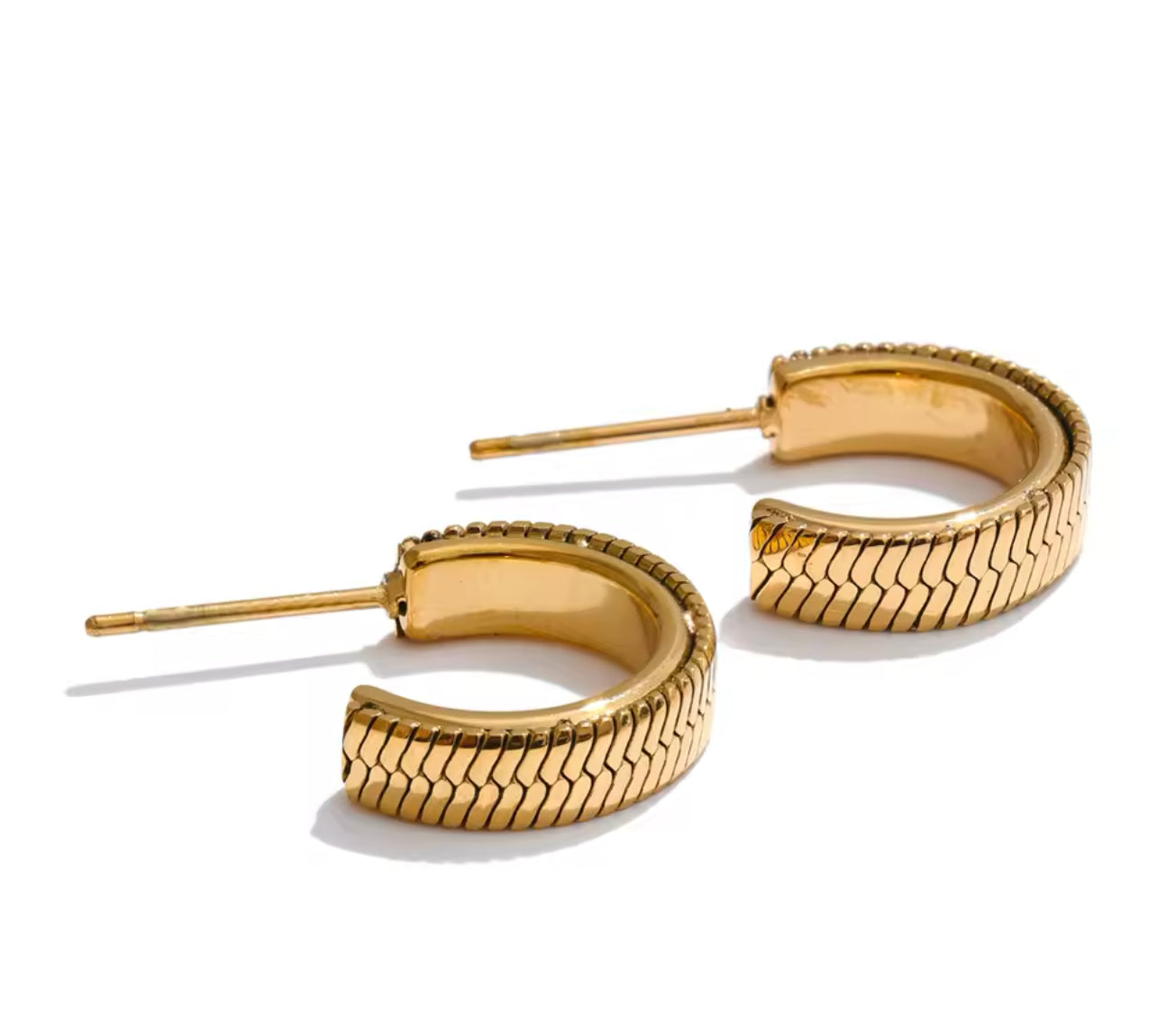 Herringbone dainty hoops