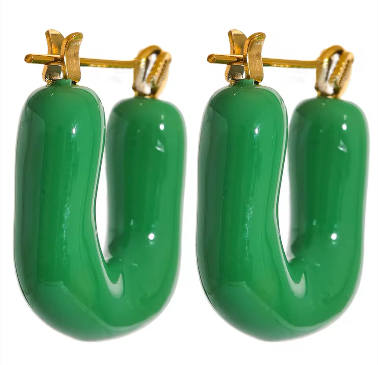 Green U Earrings