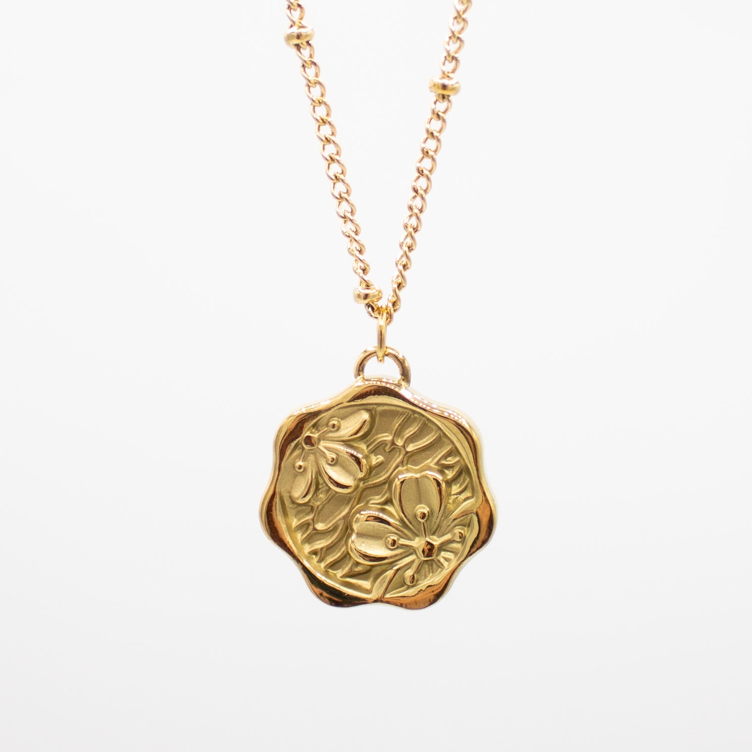 Golden Flower Medallion Necklace