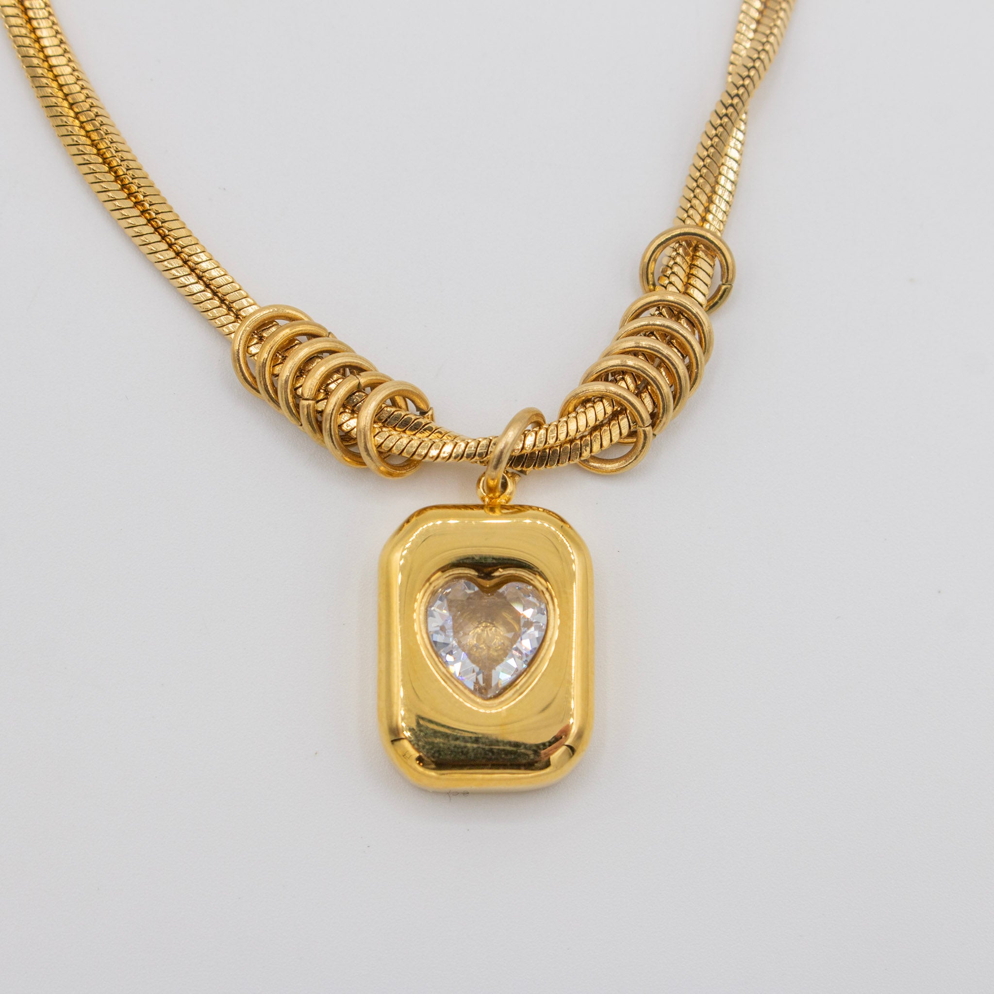 Chunky Heart Cz Necklace