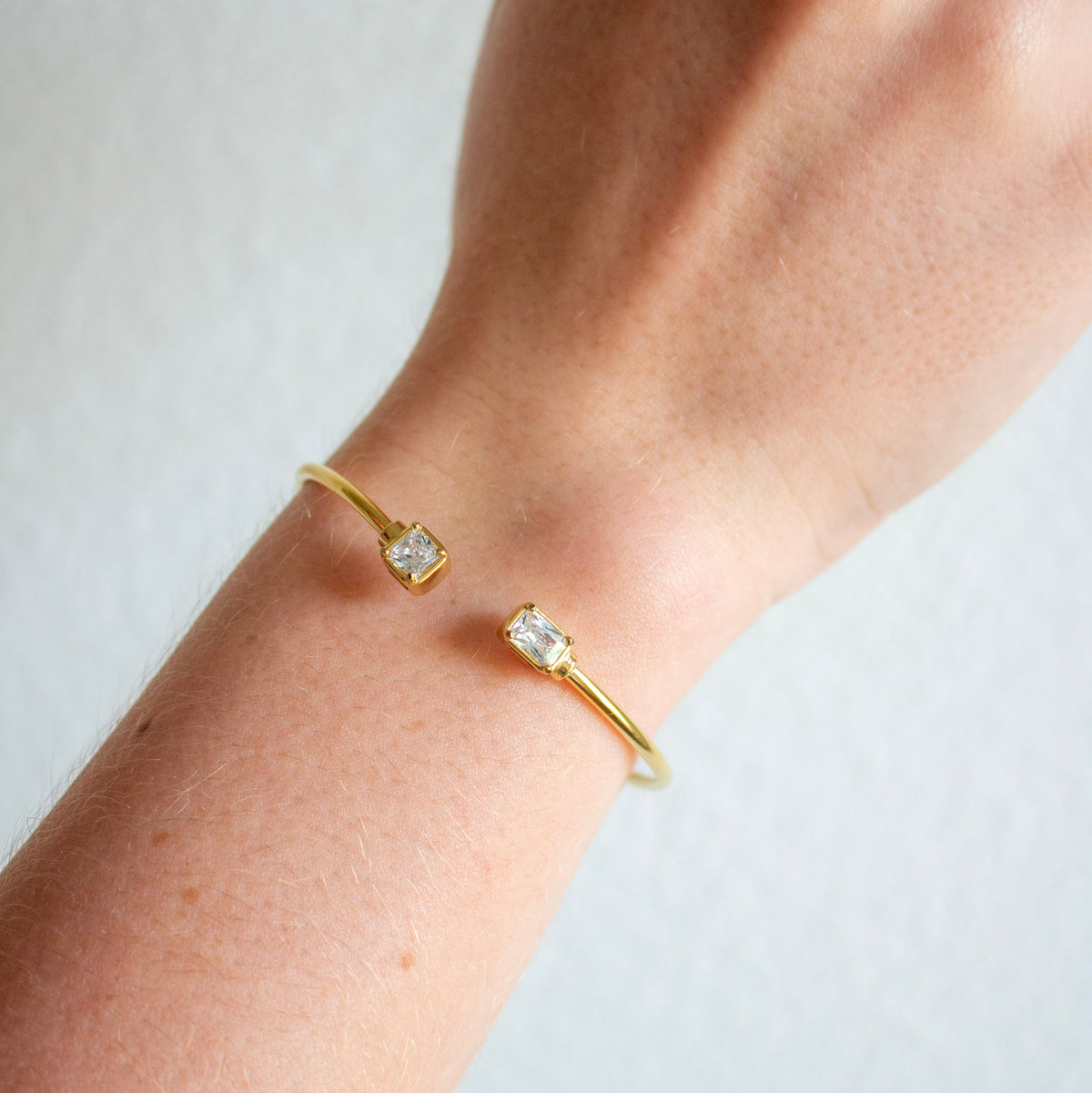 Emerald-Cut Crystal Open Cuff Bracelet