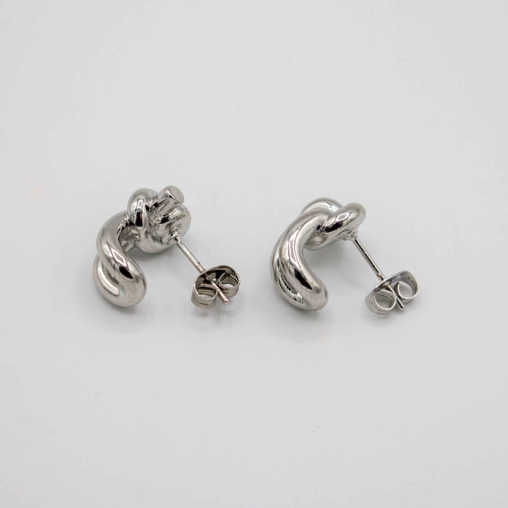 Knot Hoop Silver Earrings