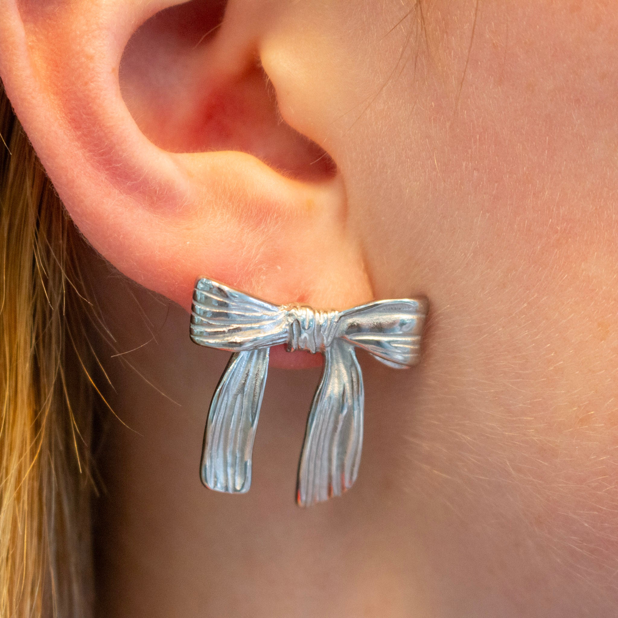 Silver Bow Earrings