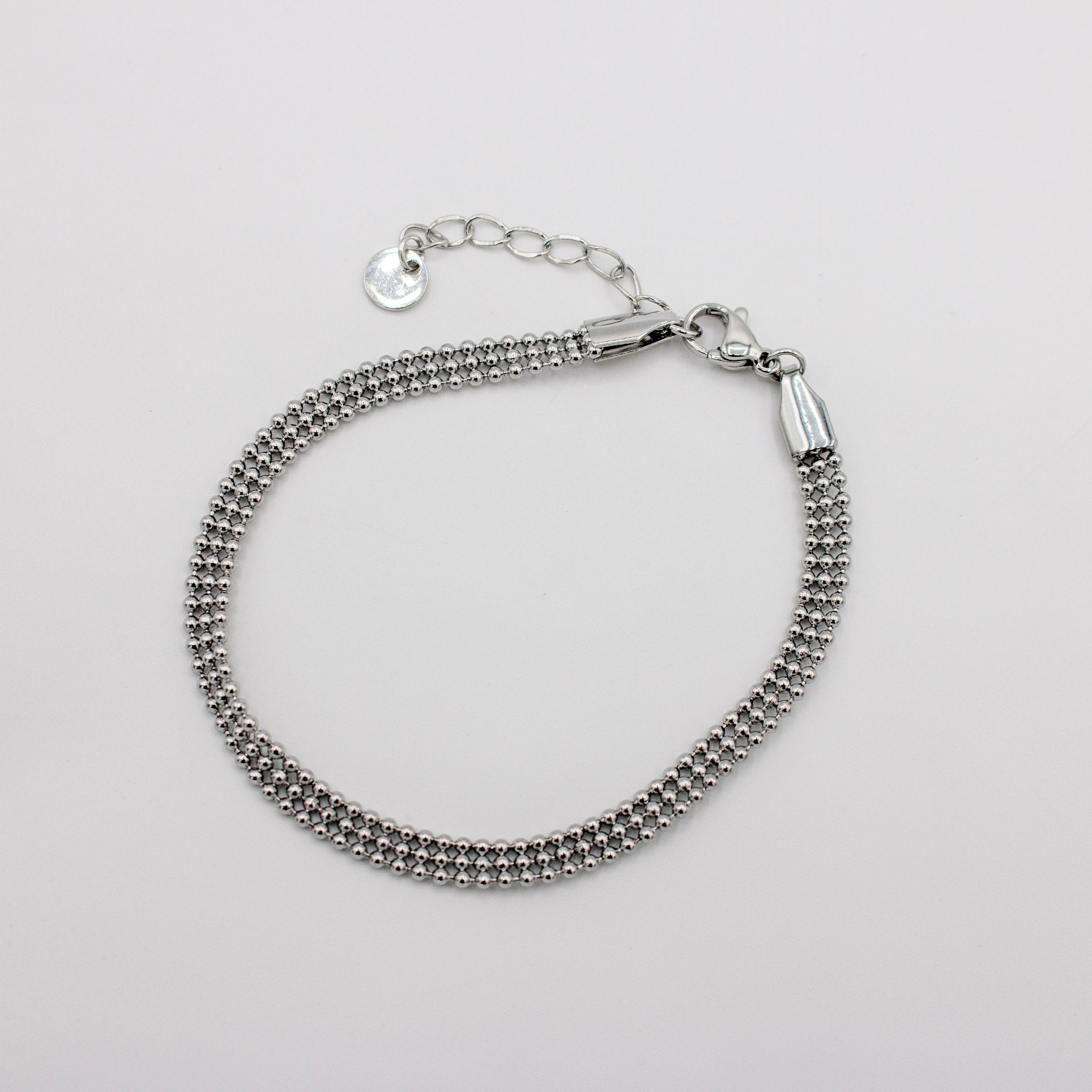 Classic Beaded Bracelet- Silver