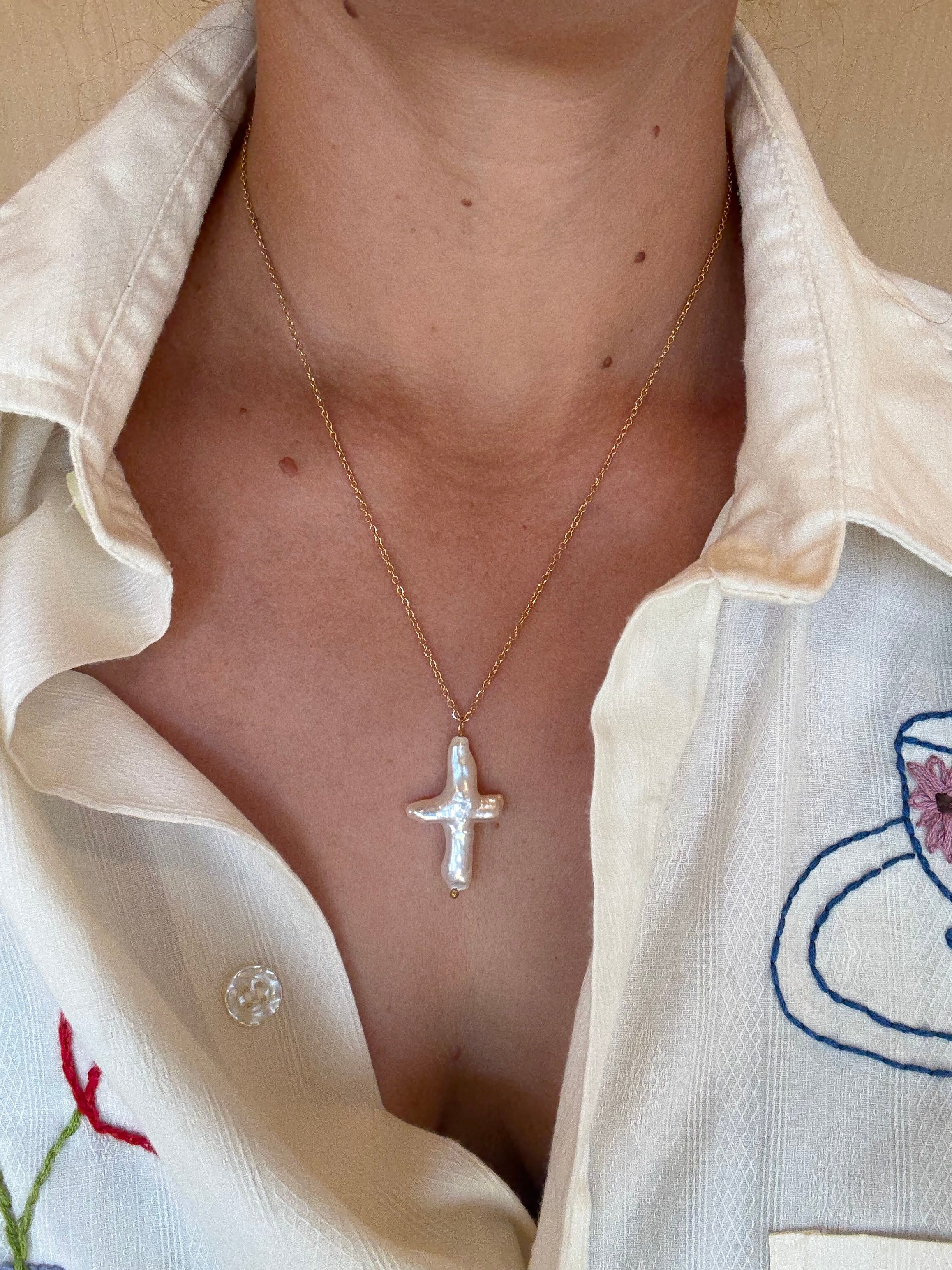 Cross Pearl Necklace- my everyday necklace