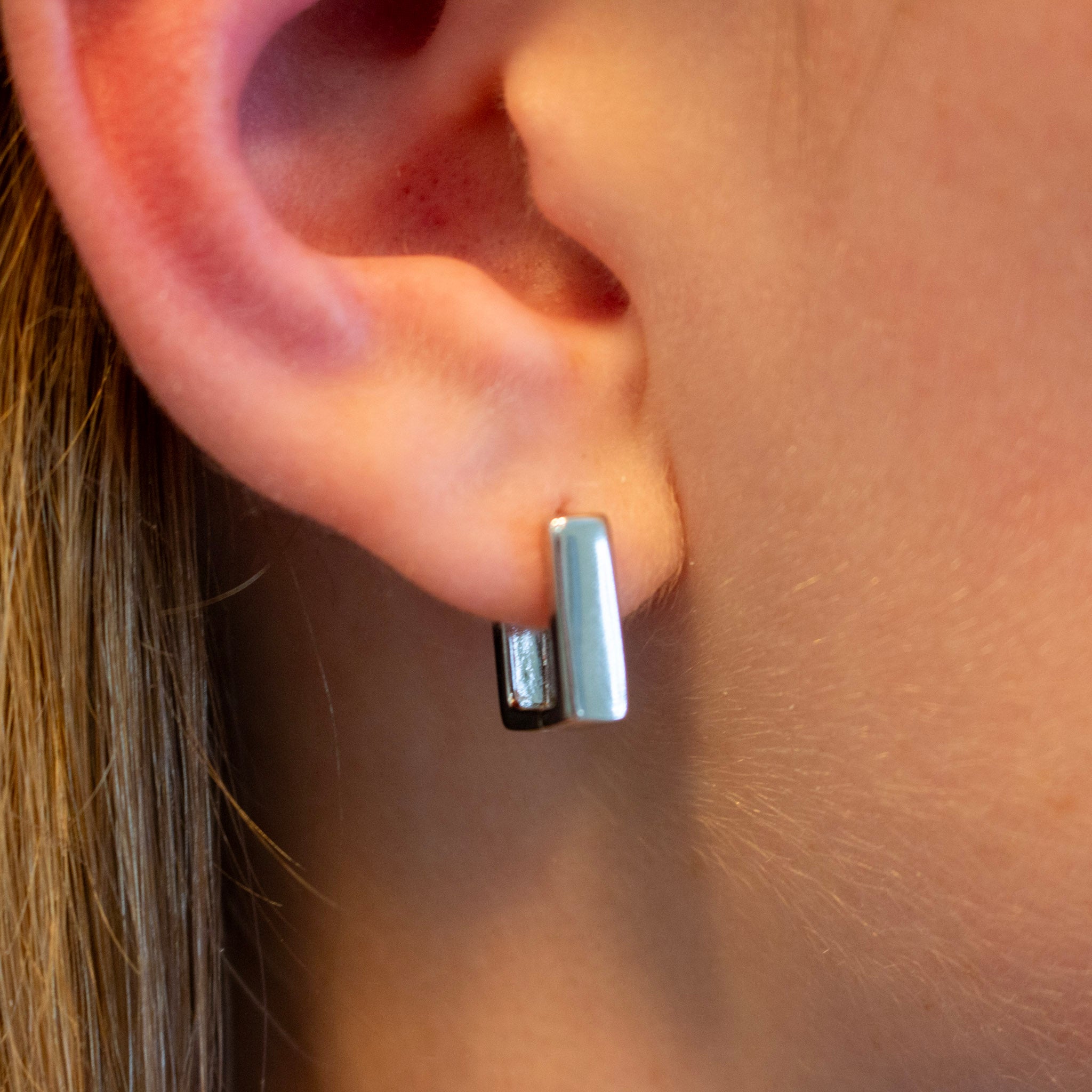 Dainty Square Hoops- Silver