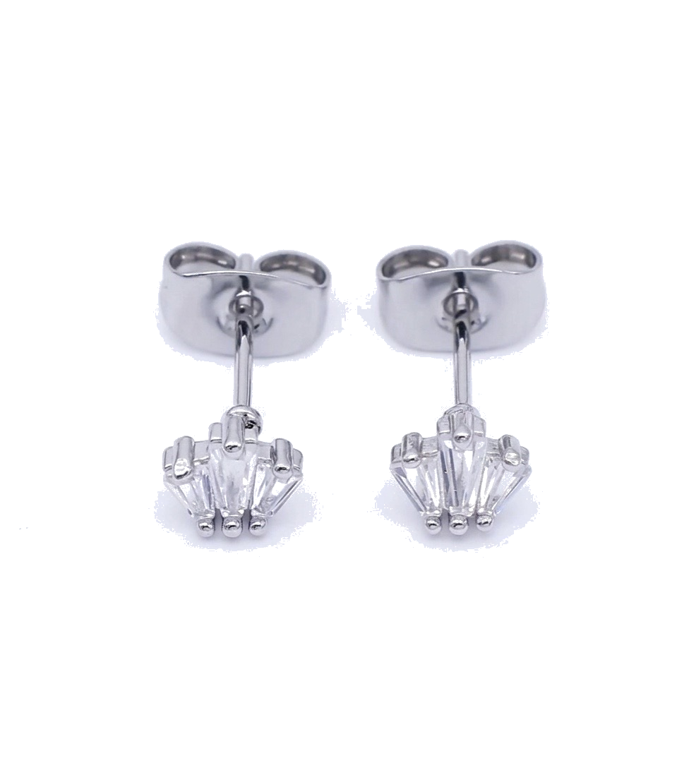 Triple Baguette Studs- Silver