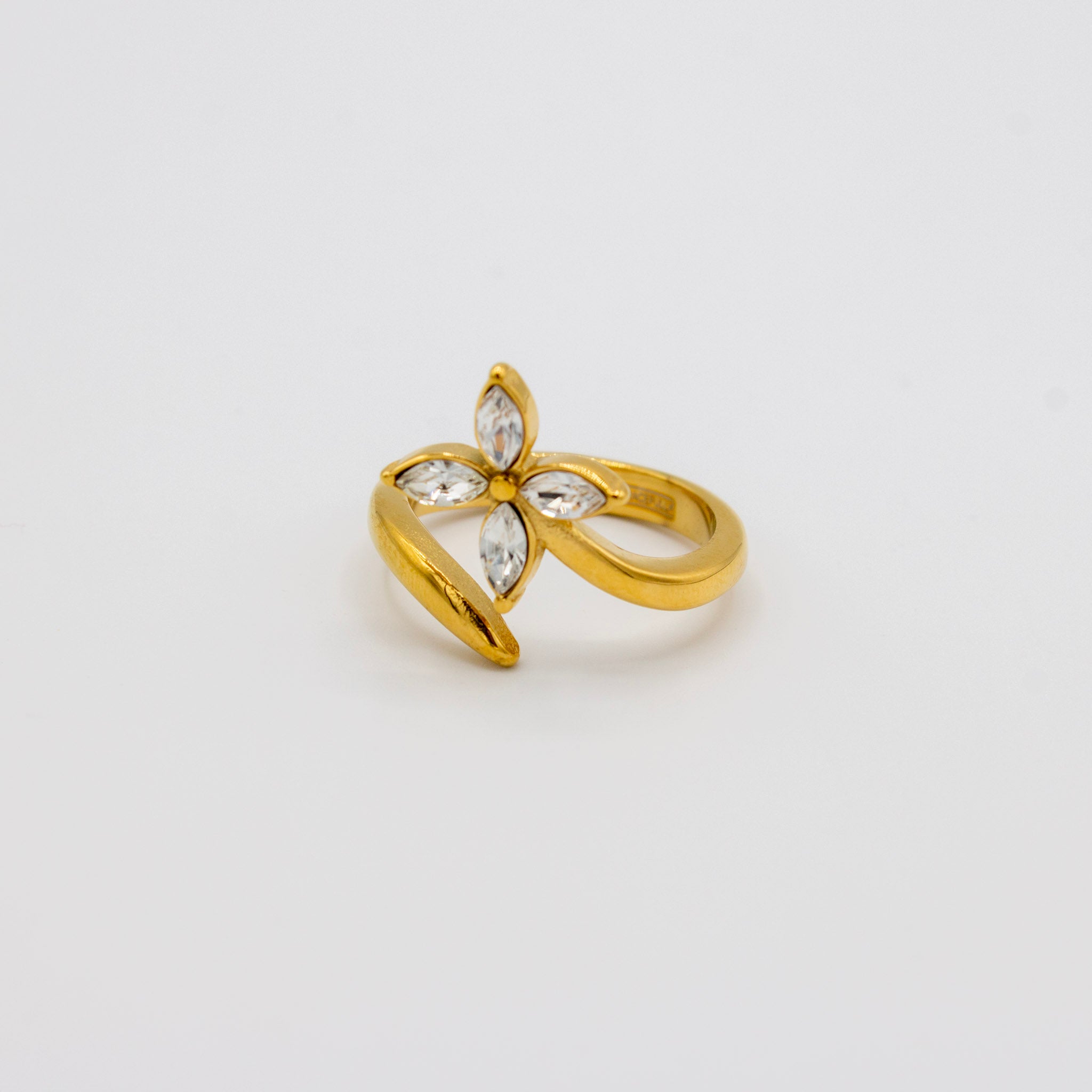 Cz flower Drop Ring