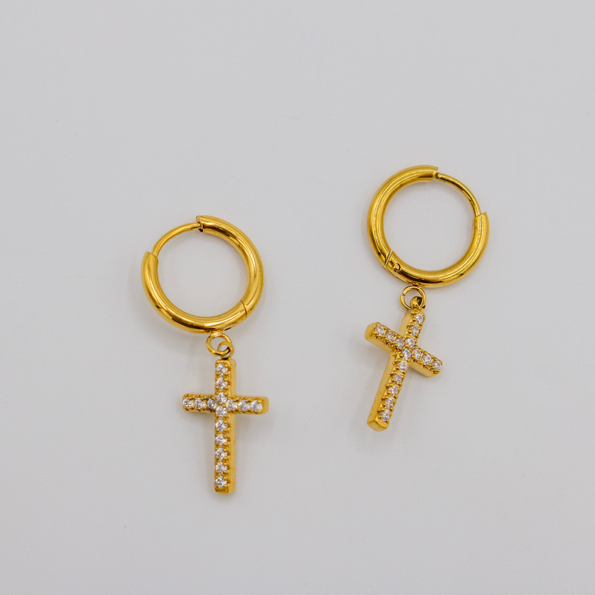 Cz Cross Charm Earrings