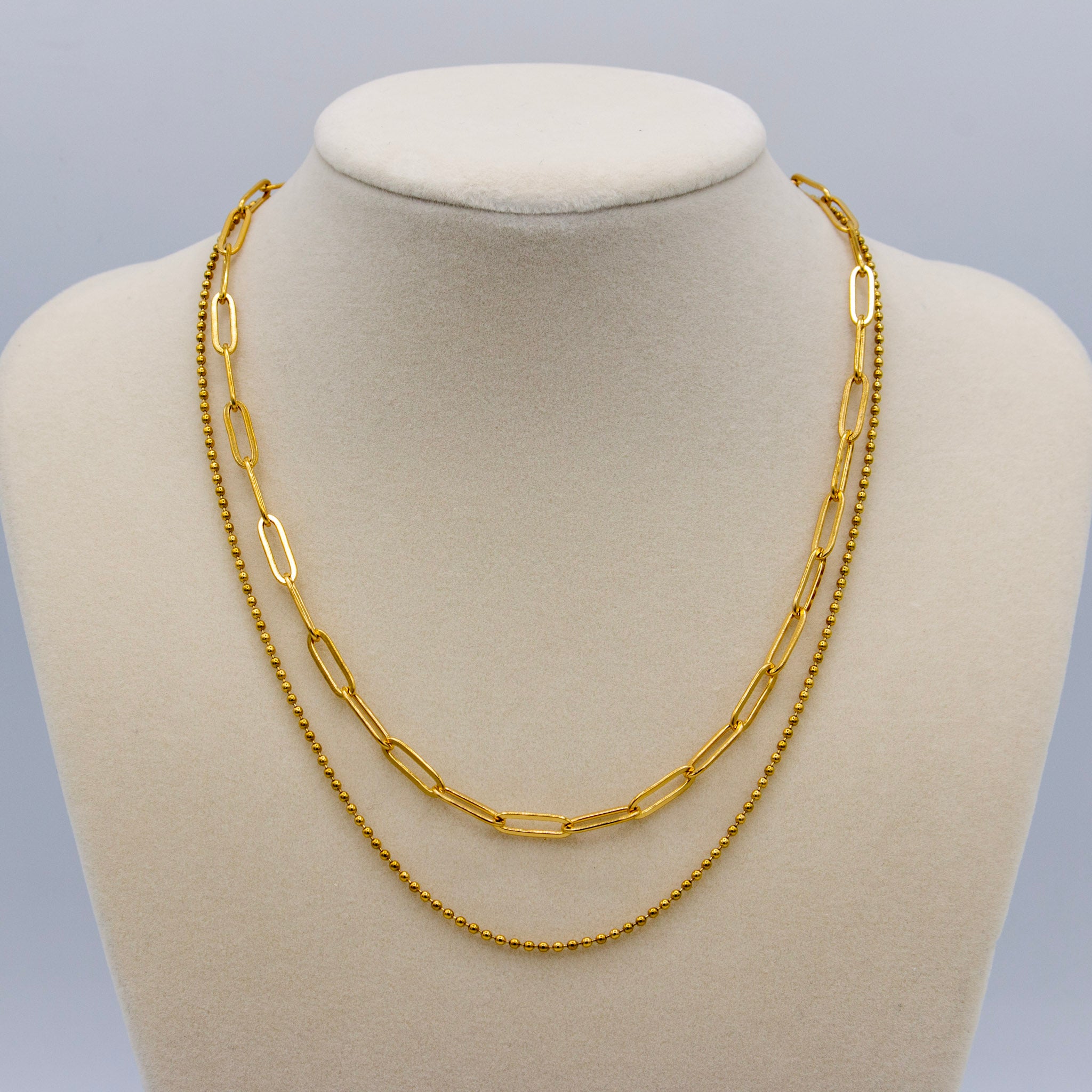 Double Layered necklace- Beaded + Paperclip