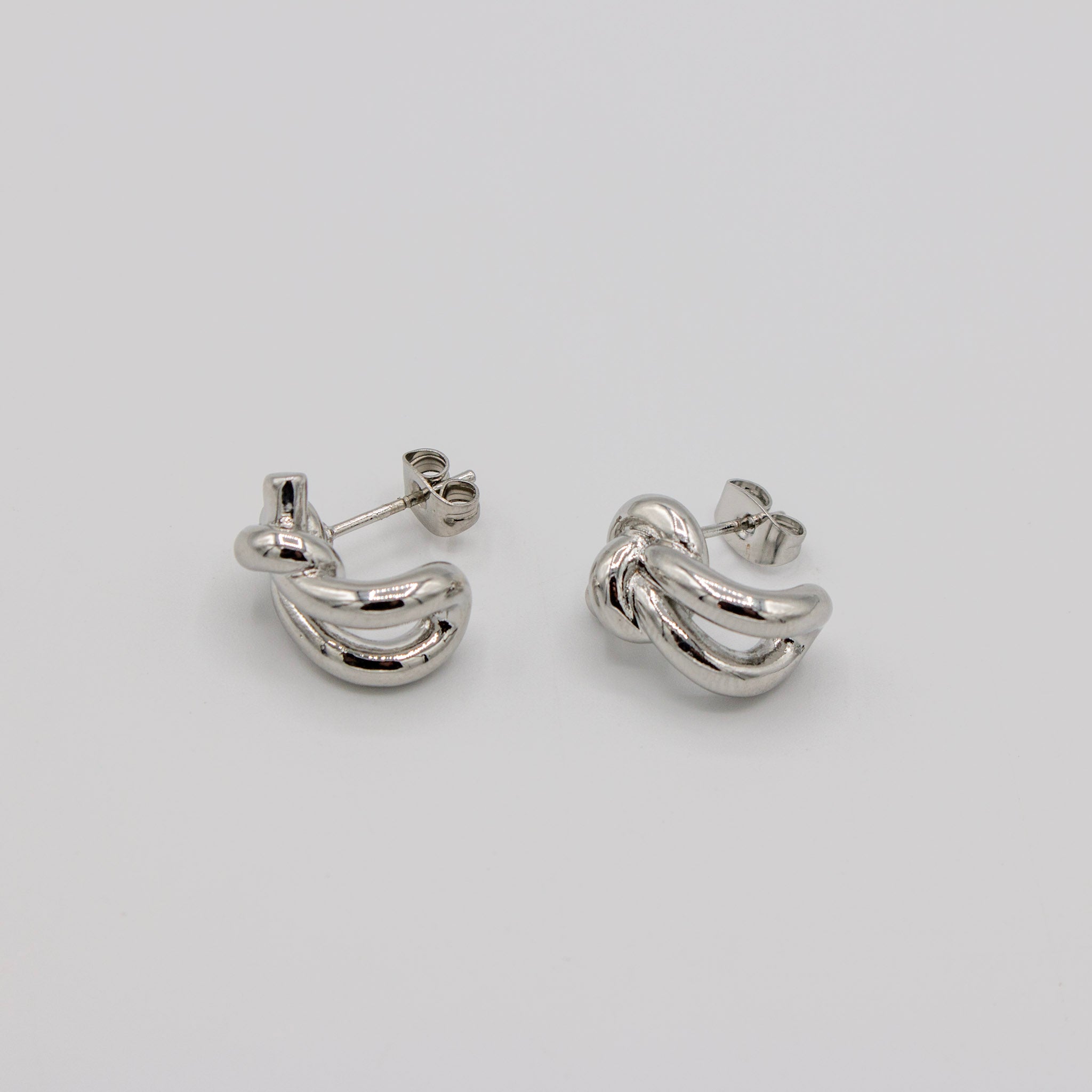 Knot Hoop Silver Earrings
