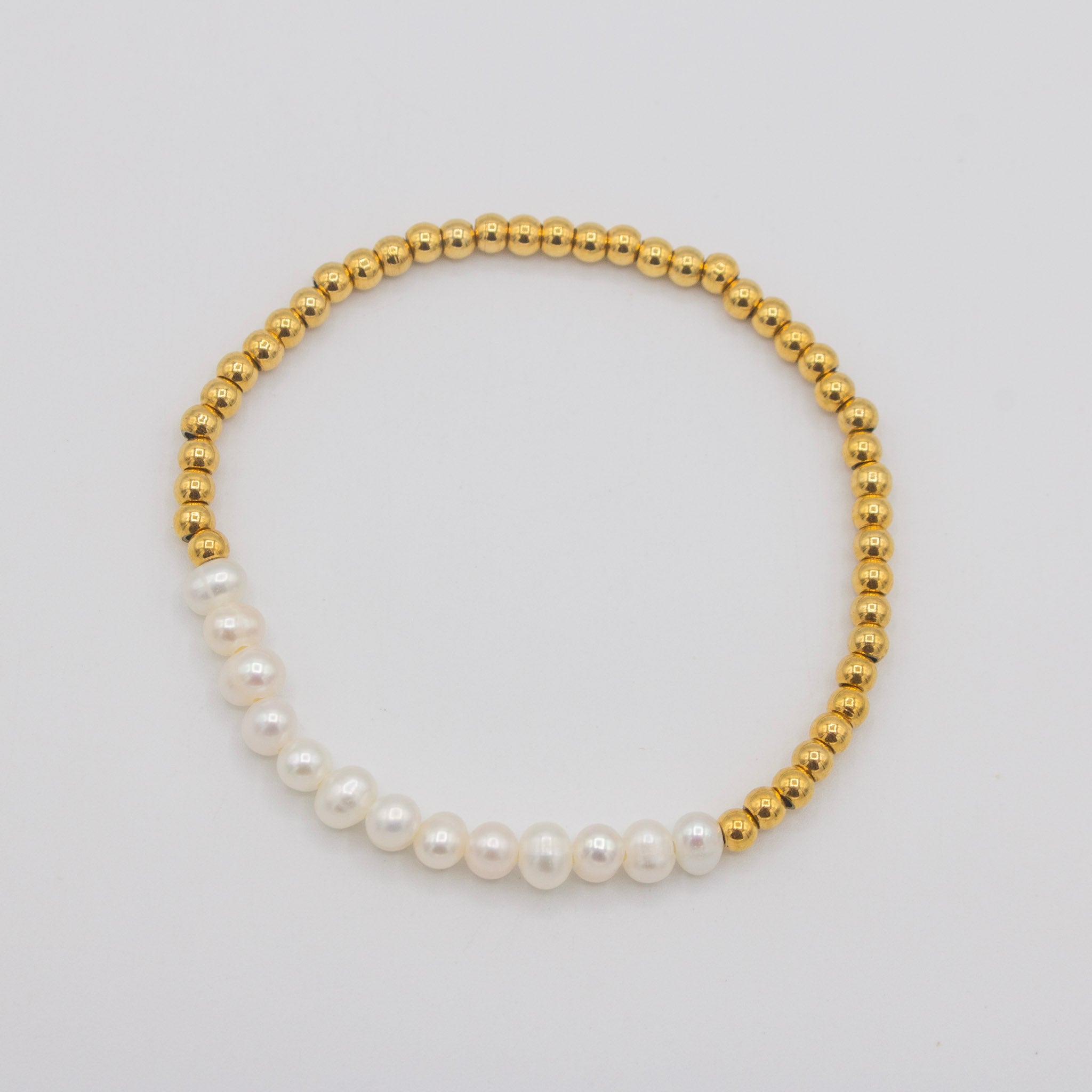 Inline Pearls Beaded Stretch Bracelet