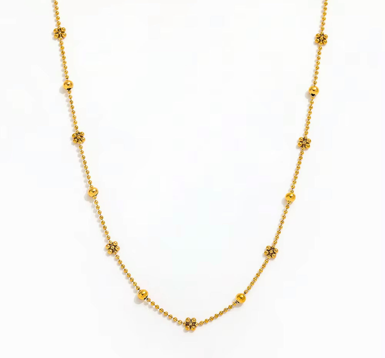 Dainty flower & Circle Beaded Necklace