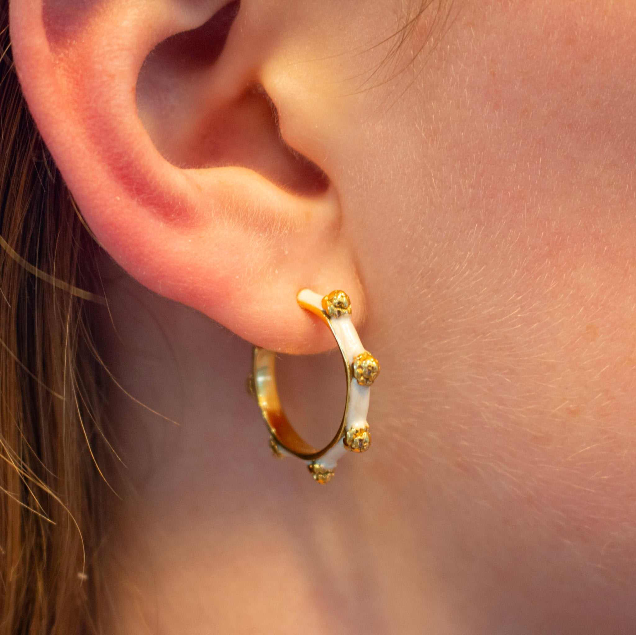 White & Gold Flower Hoops