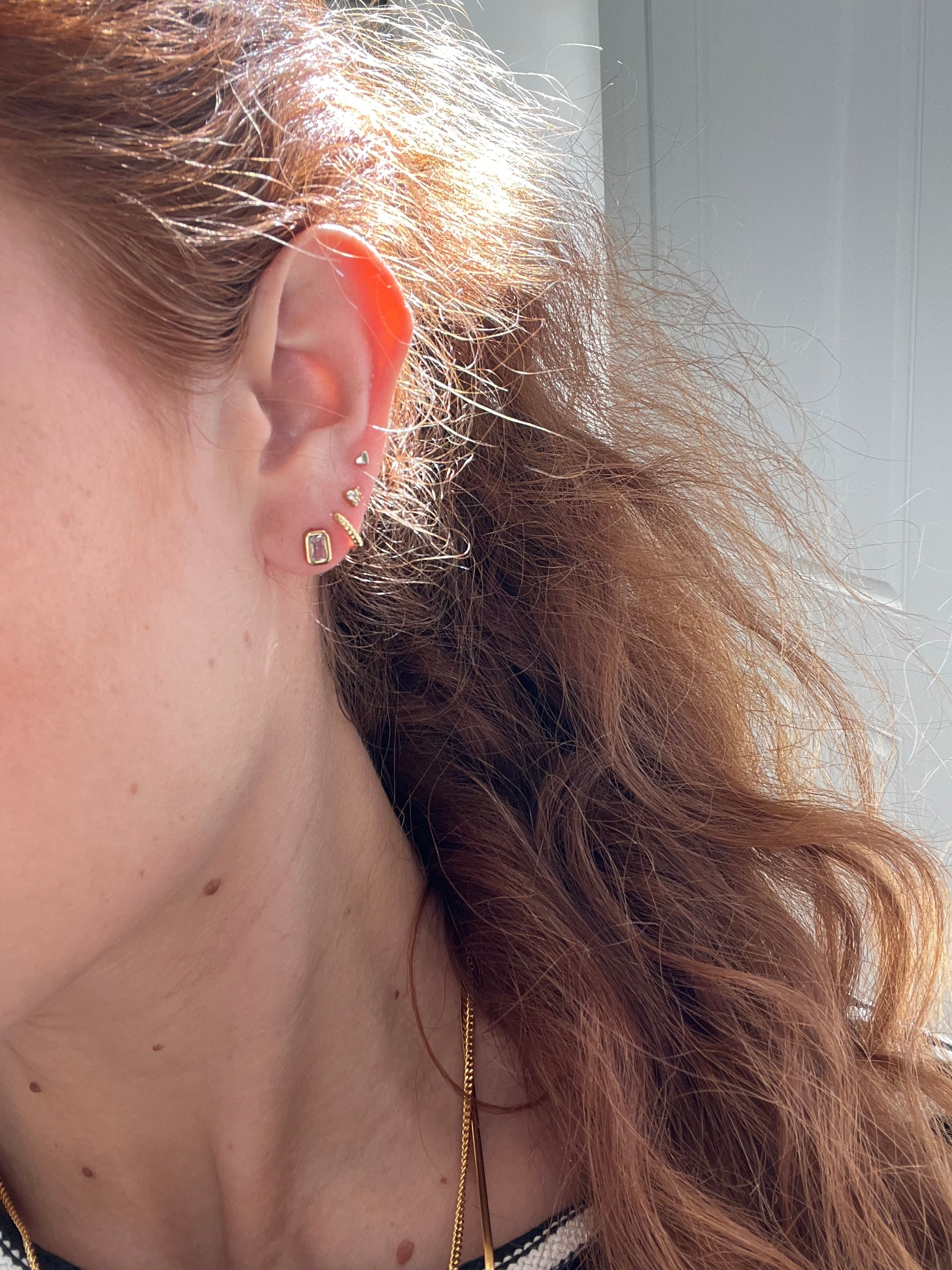 White Stone Baguette Studs