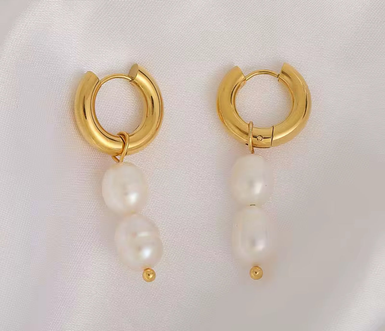 Double Fresh Water Pearl Earrings