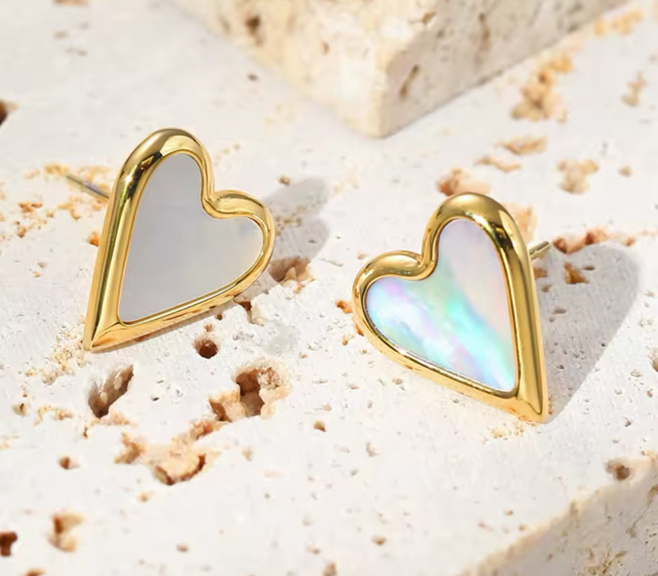 Natural Shell Heart Studs