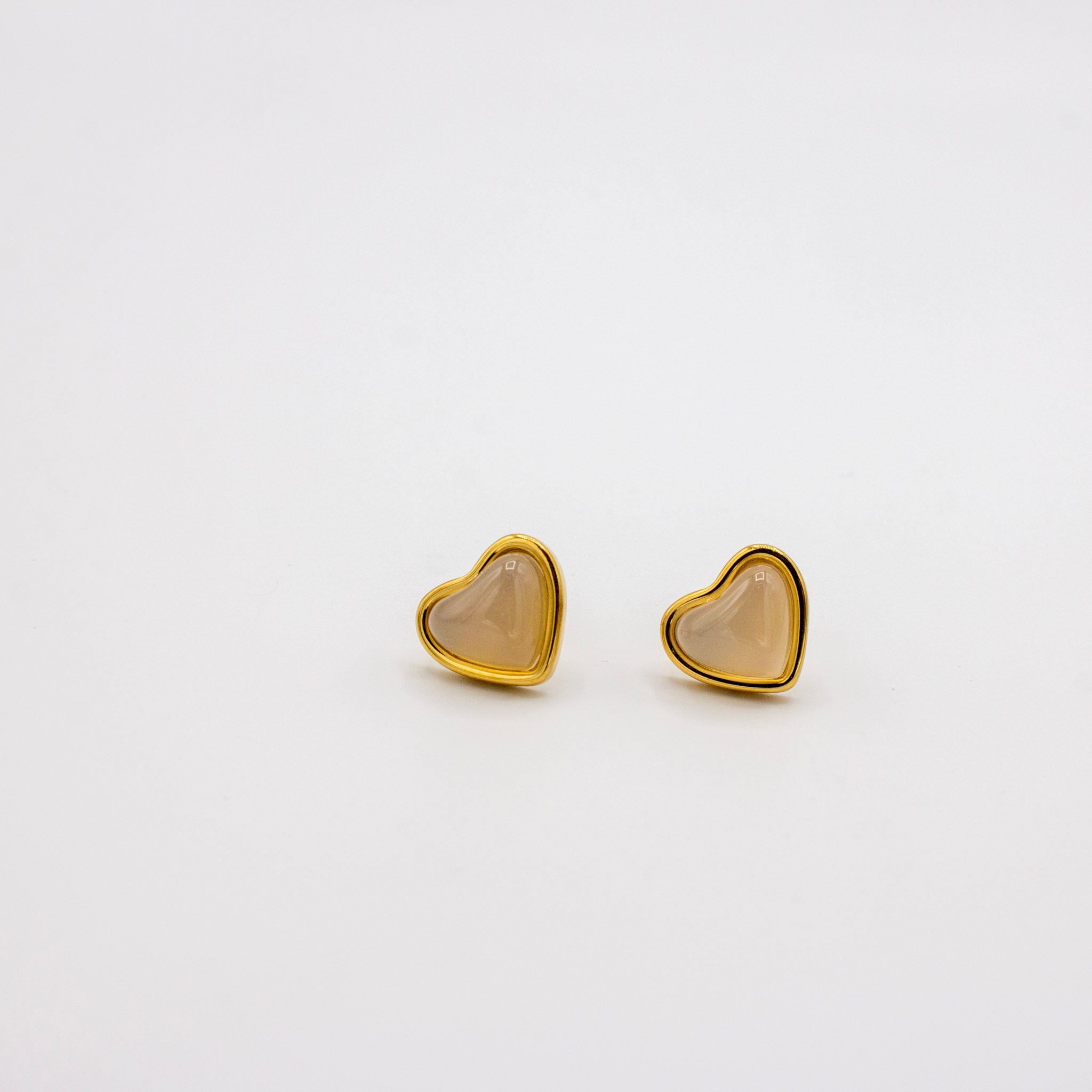 Off White Heart Studs