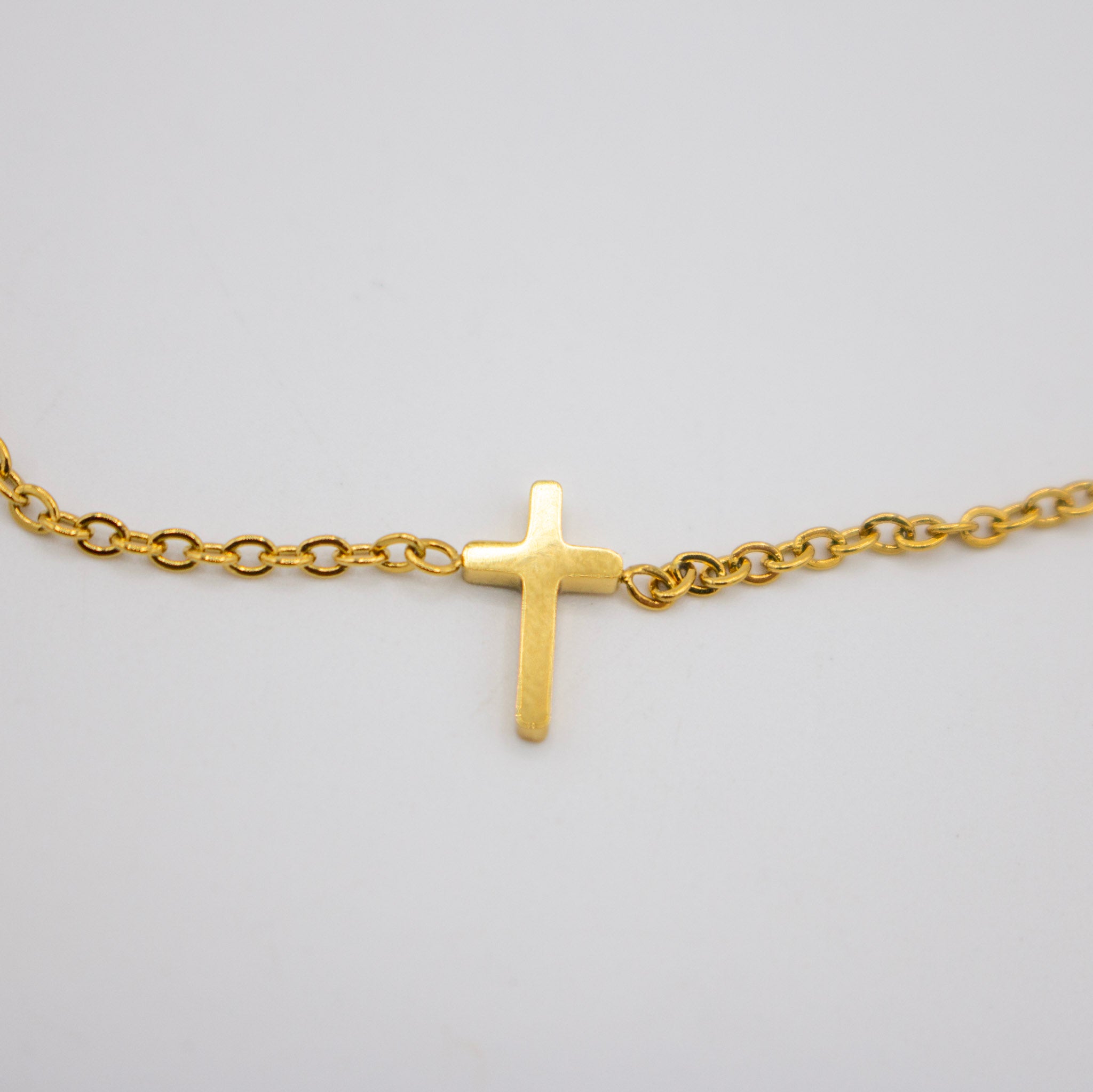 Dainty Gold Cross Necklace Hanging