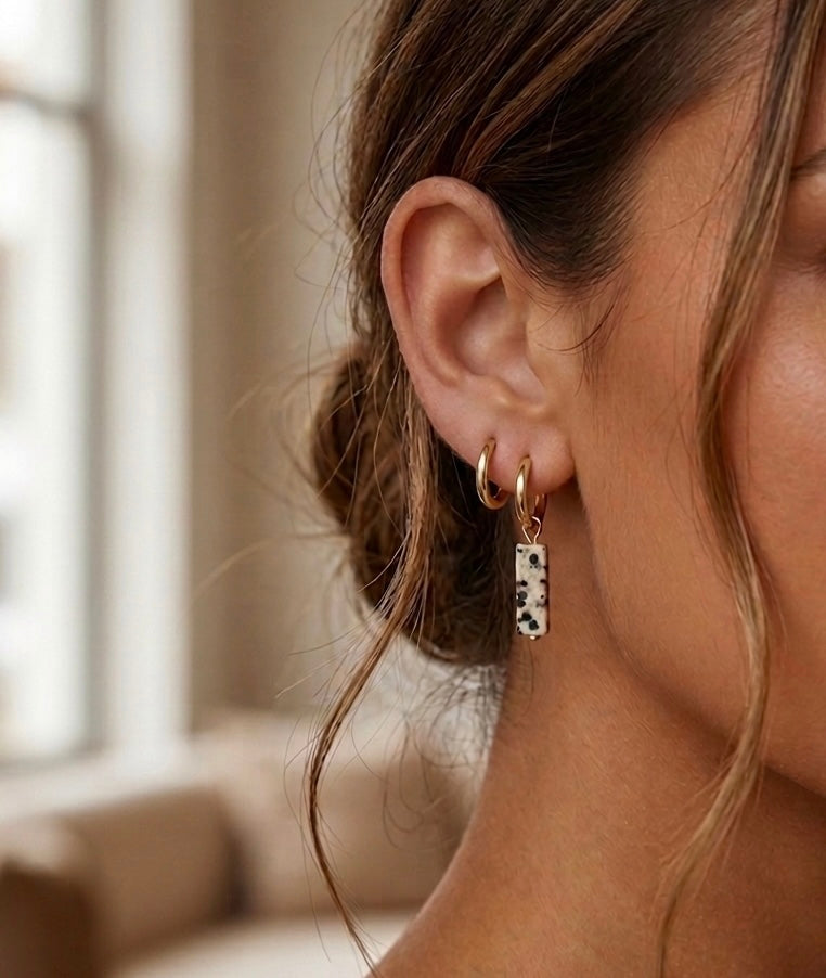 Dalmatian Jasper Stone Earrings