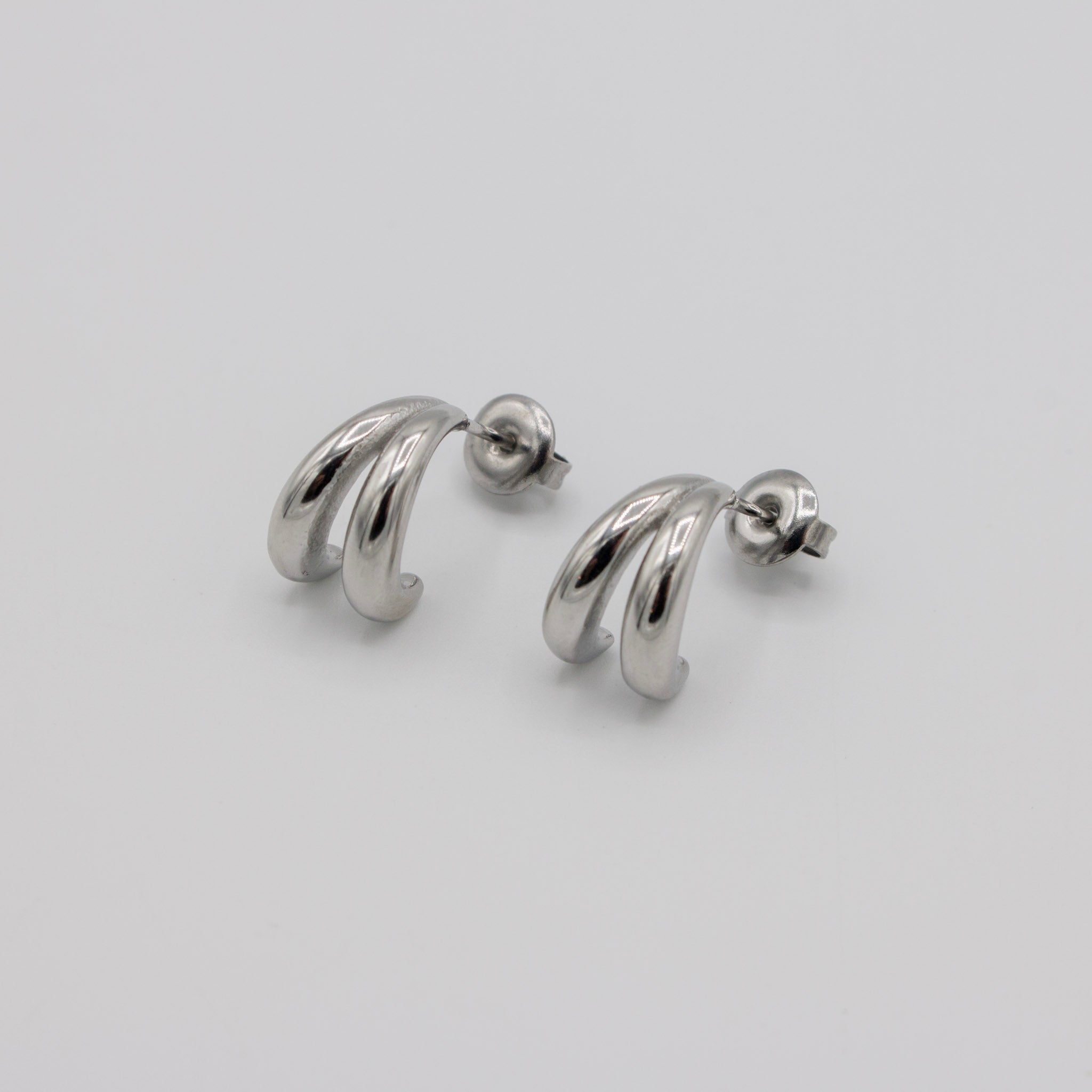Double Small Hoops- Silver
