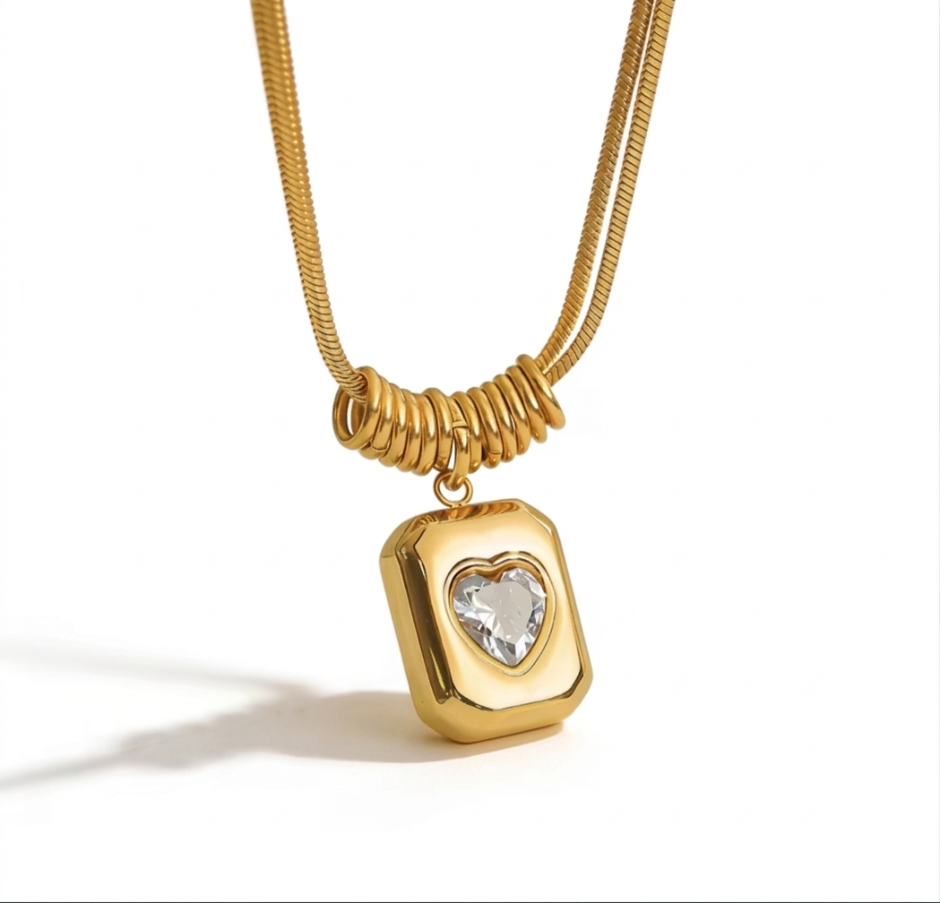 Chunky Heart Cz Necklace