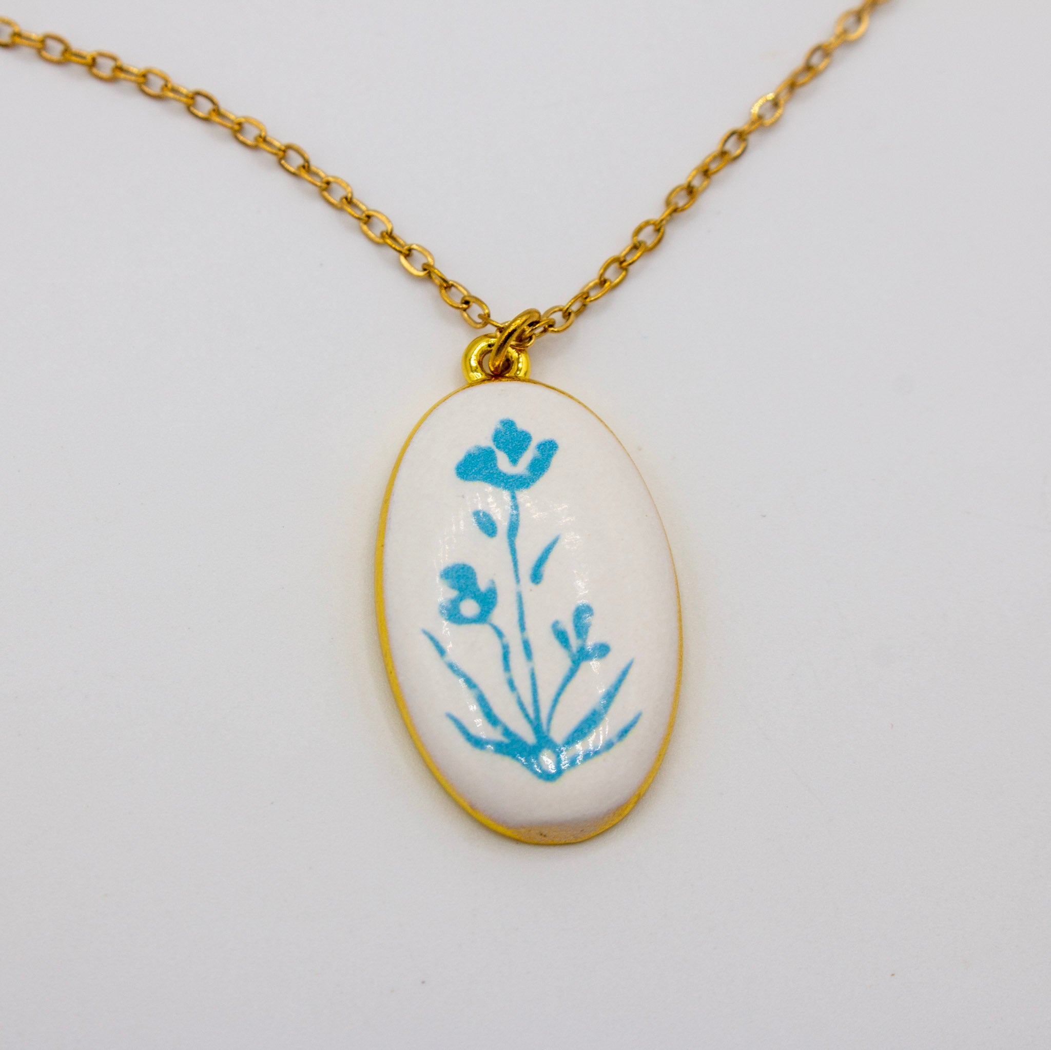 Watercolor Flower Charm Necklace