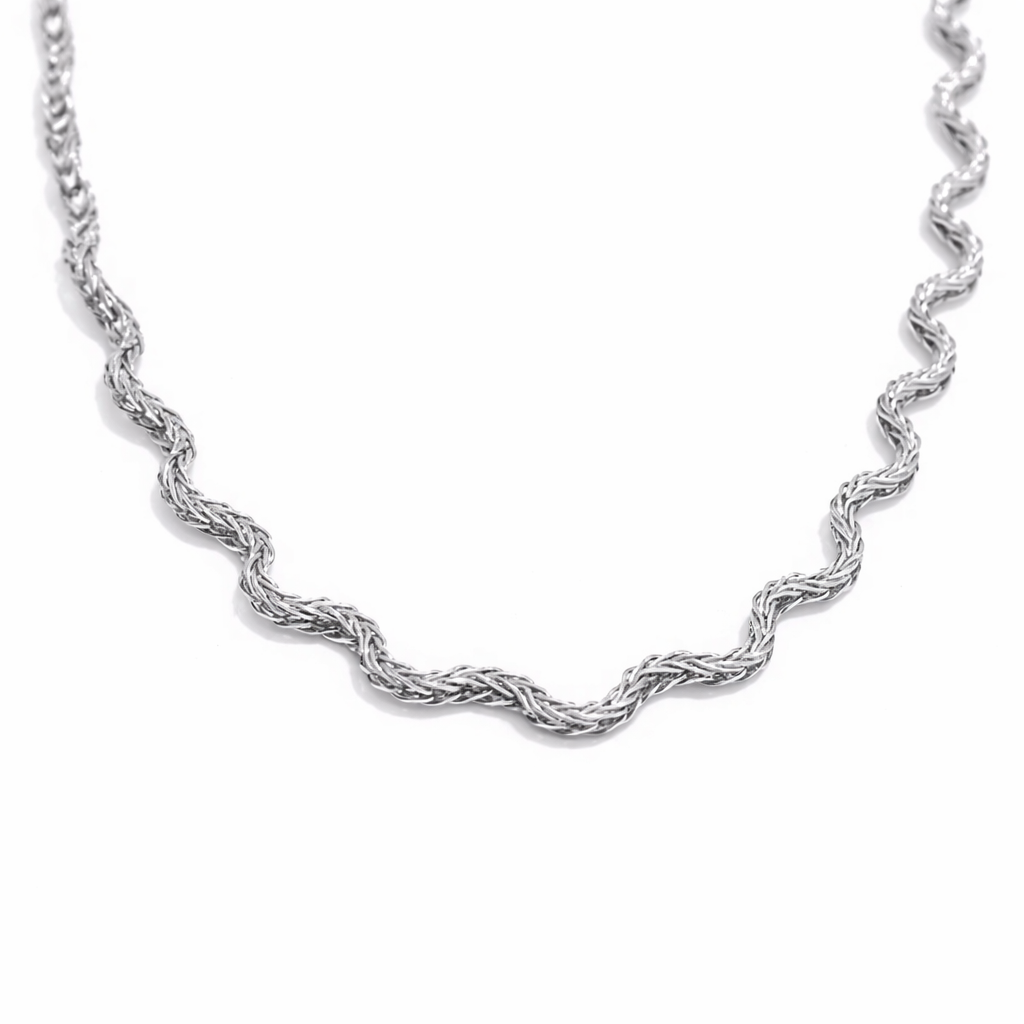 Wavy Gold Necklace- Silver