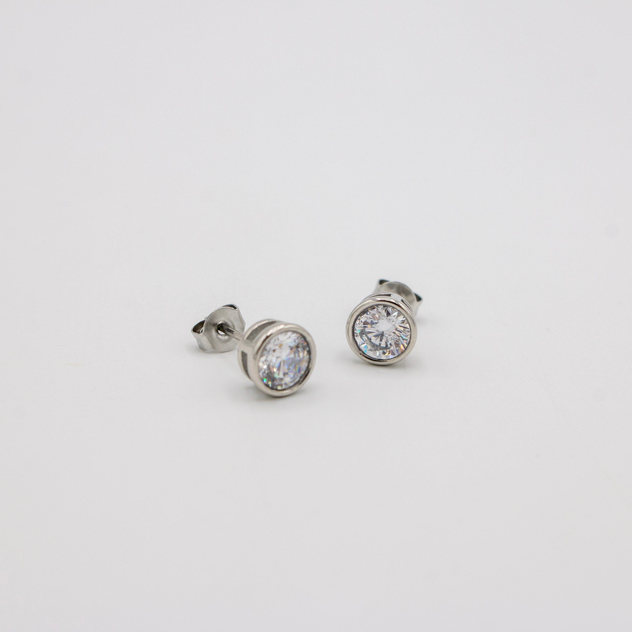 Round Cz Silver Studs