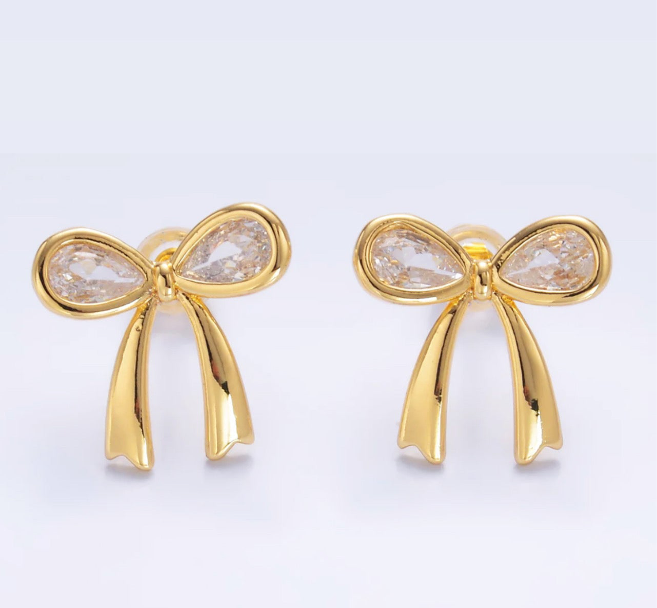 Cz Ribbon Bow Earrings