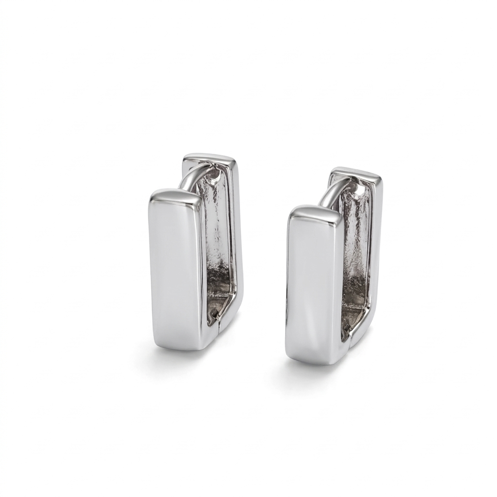 Dainty Square Hoops- Silver