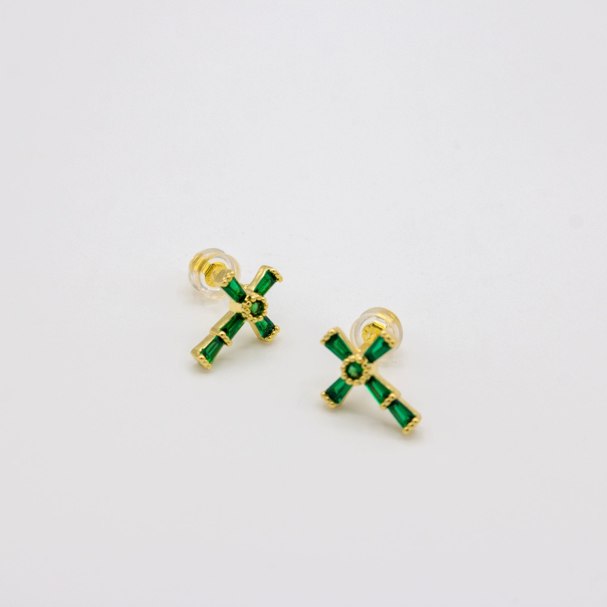 Baguette Cross Studs