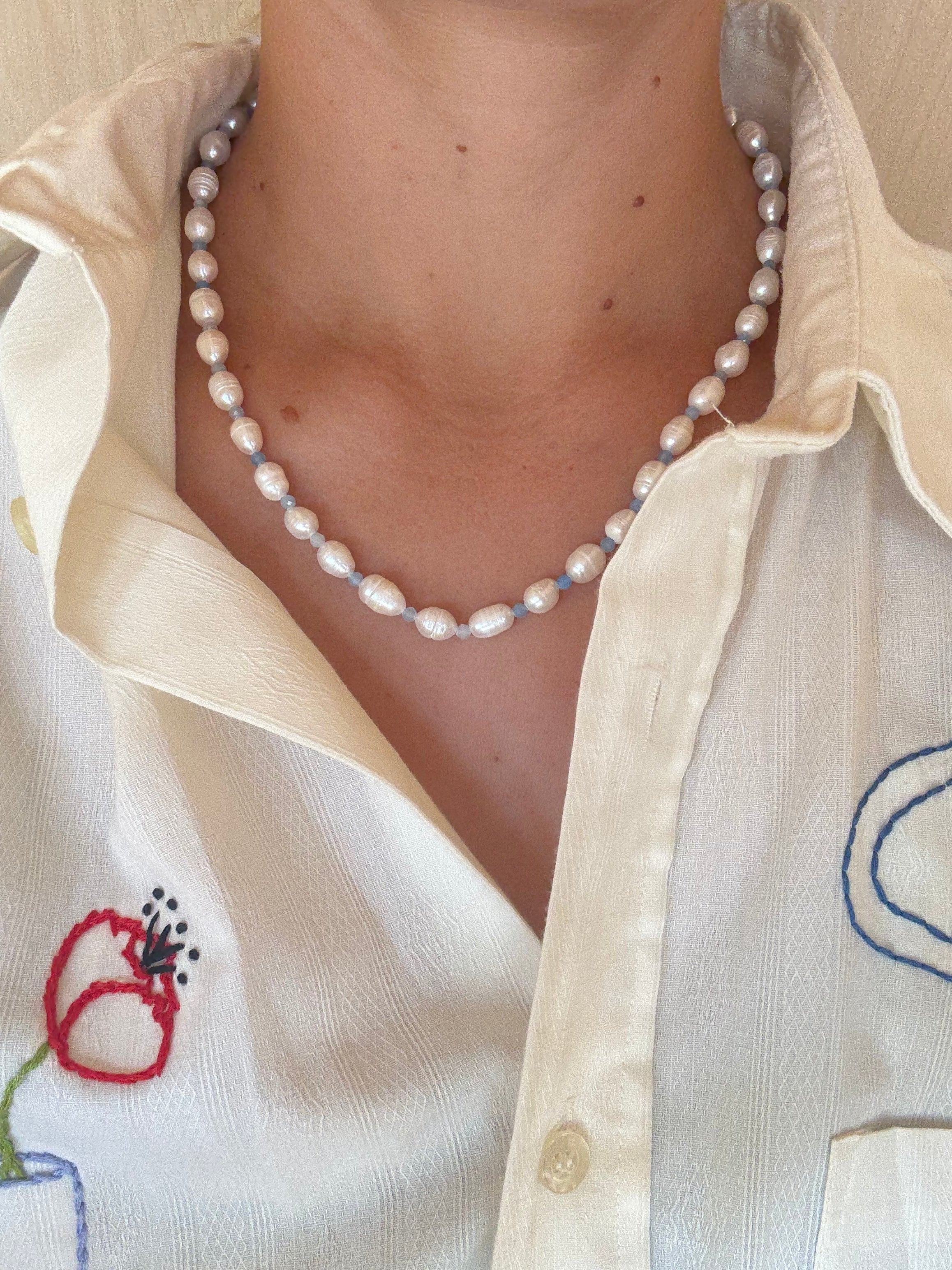 Aquamarine & Pearl Necklace