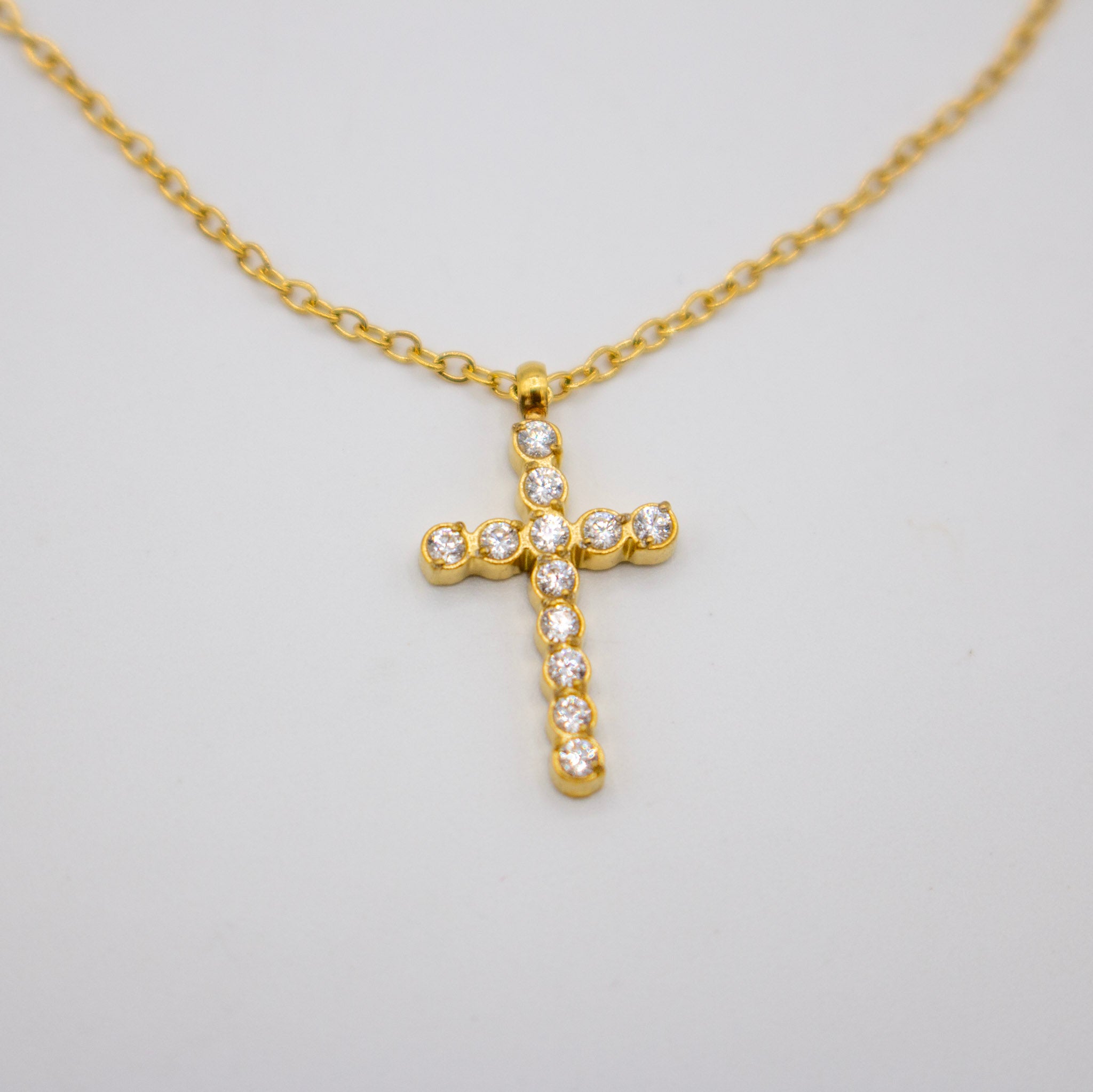 Round-Cut Cz Cross Necklace