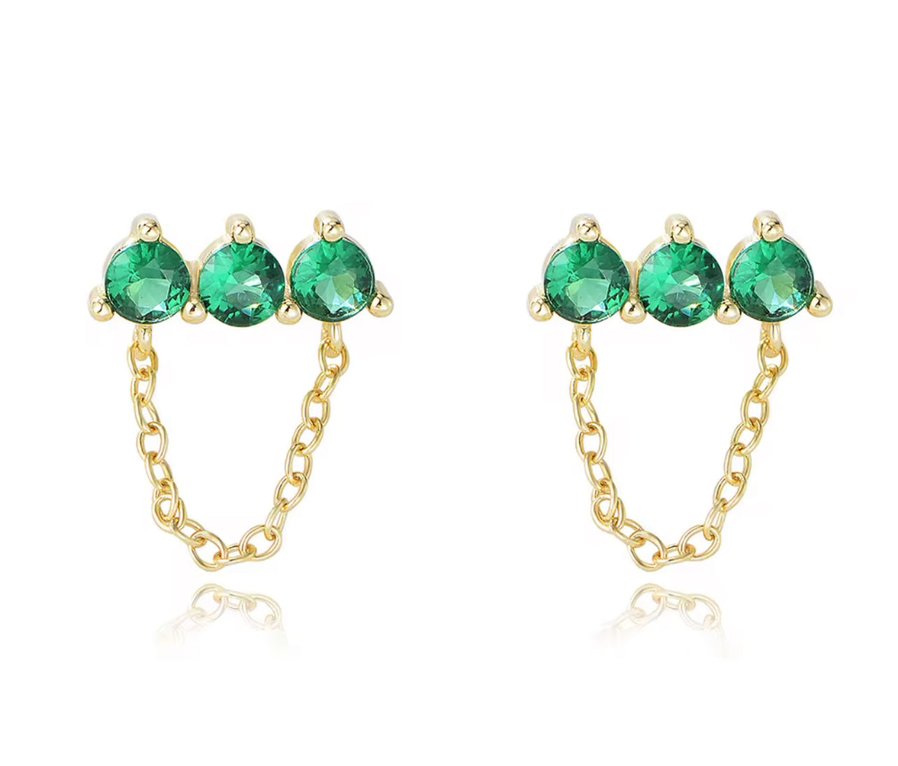 Green CZ Chain Dangle