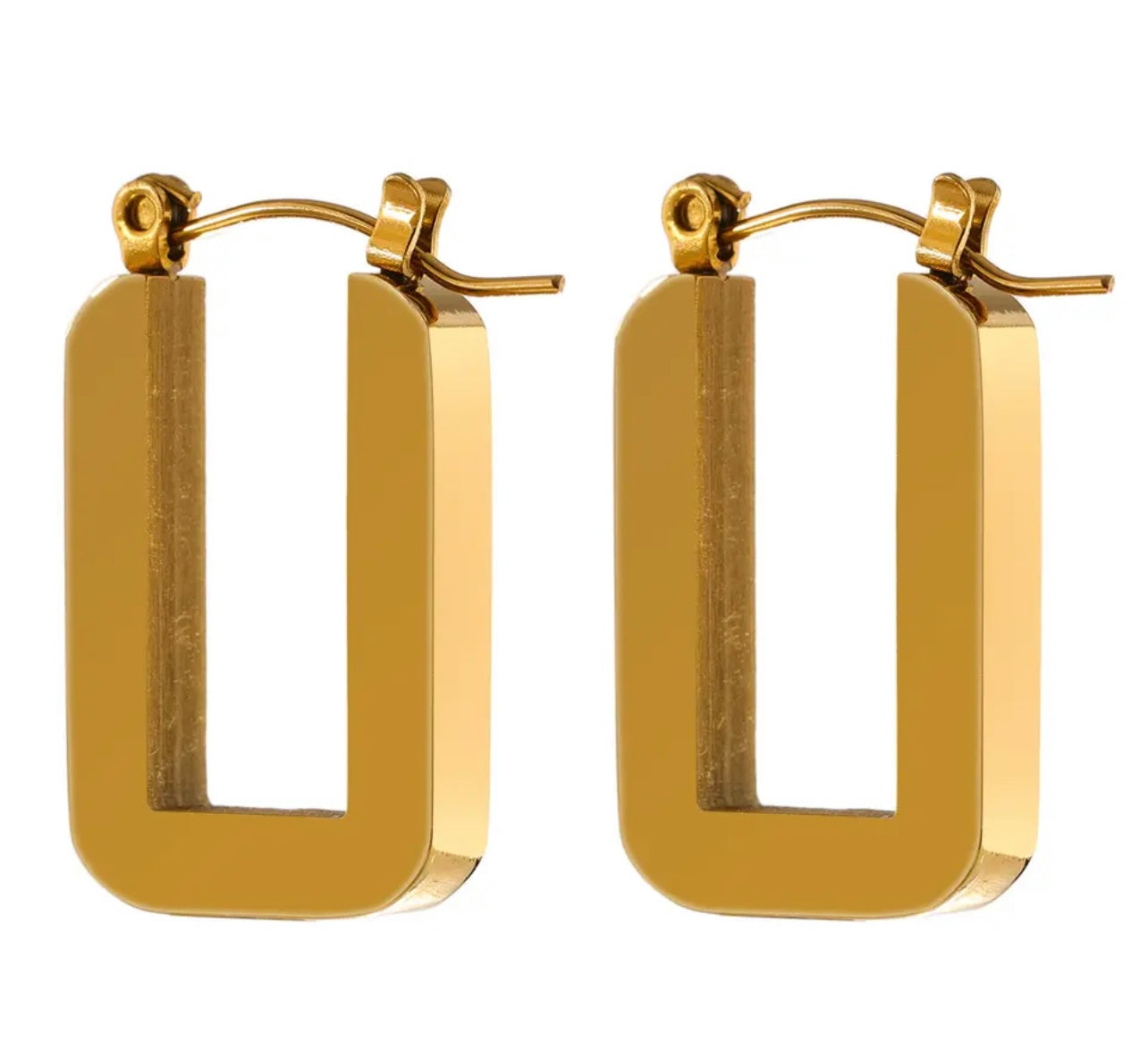 Gold Stainless steel square hoops