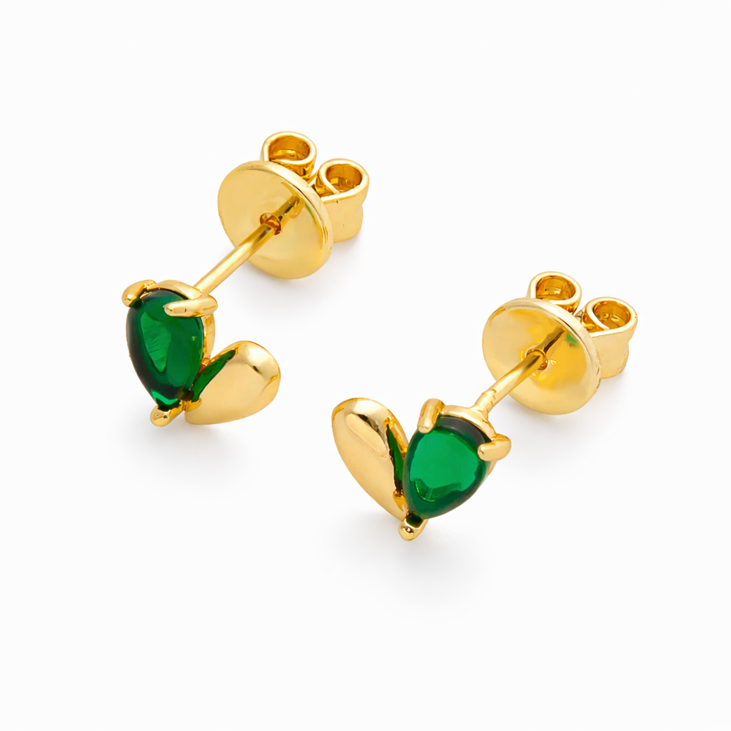 Emerald Green Heart Stud