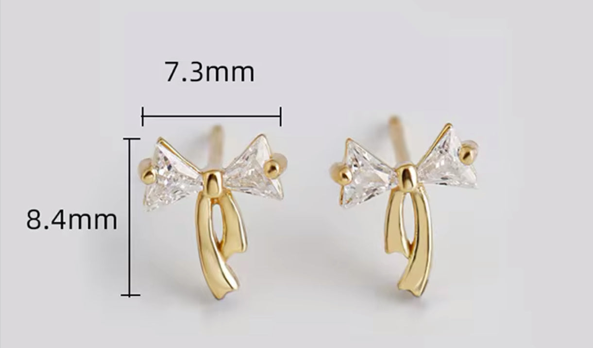Dainty Bow Sparkle Studs