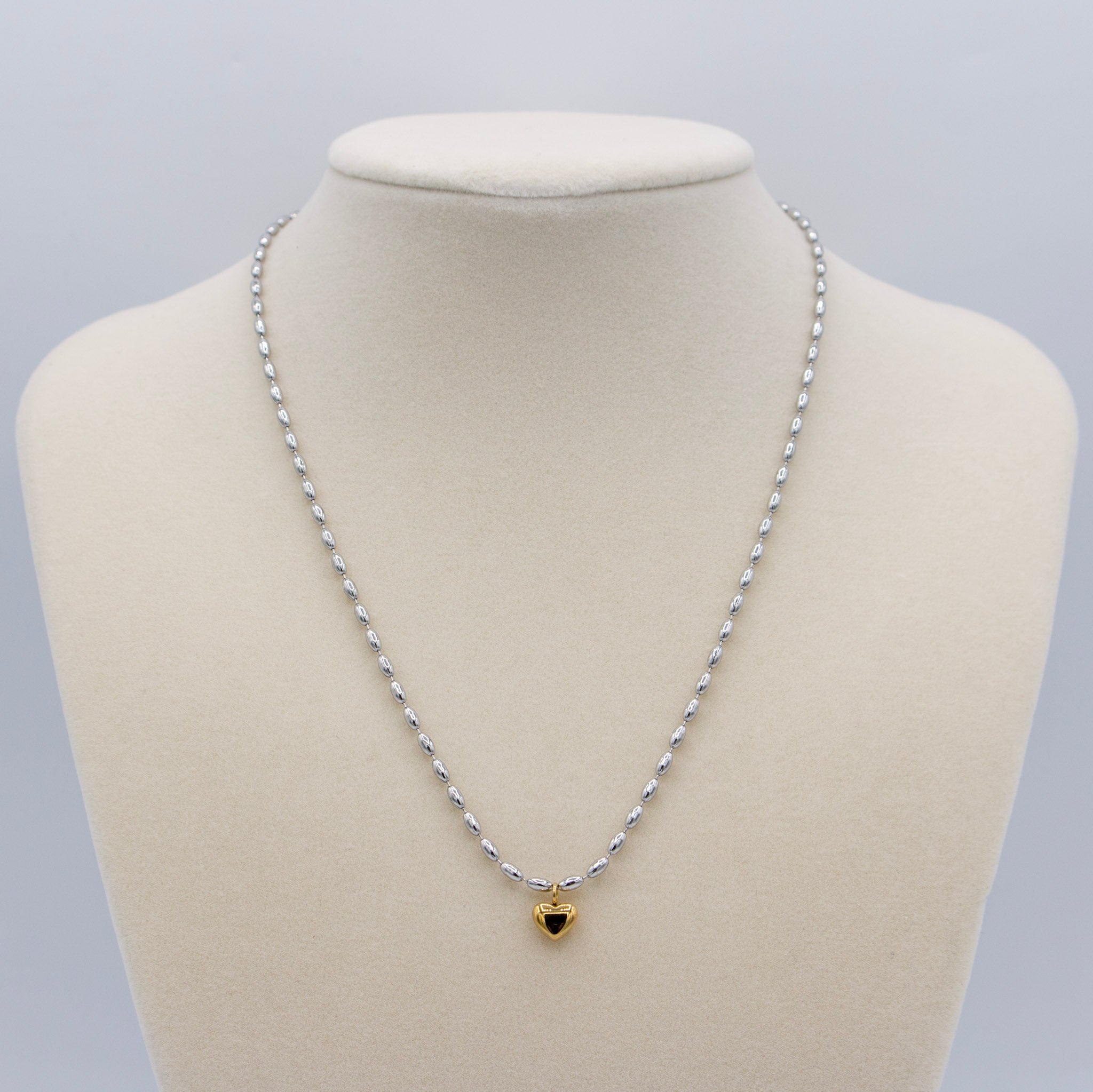 Mixed Metal Gold Heart Necklace
