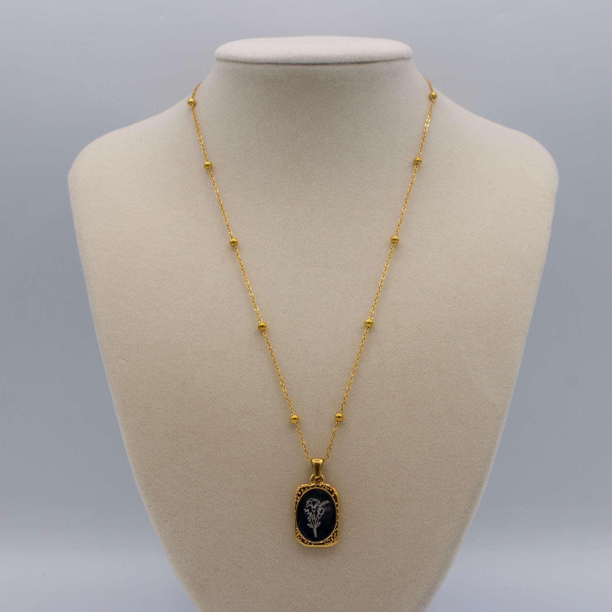Engraved Flower Necklace